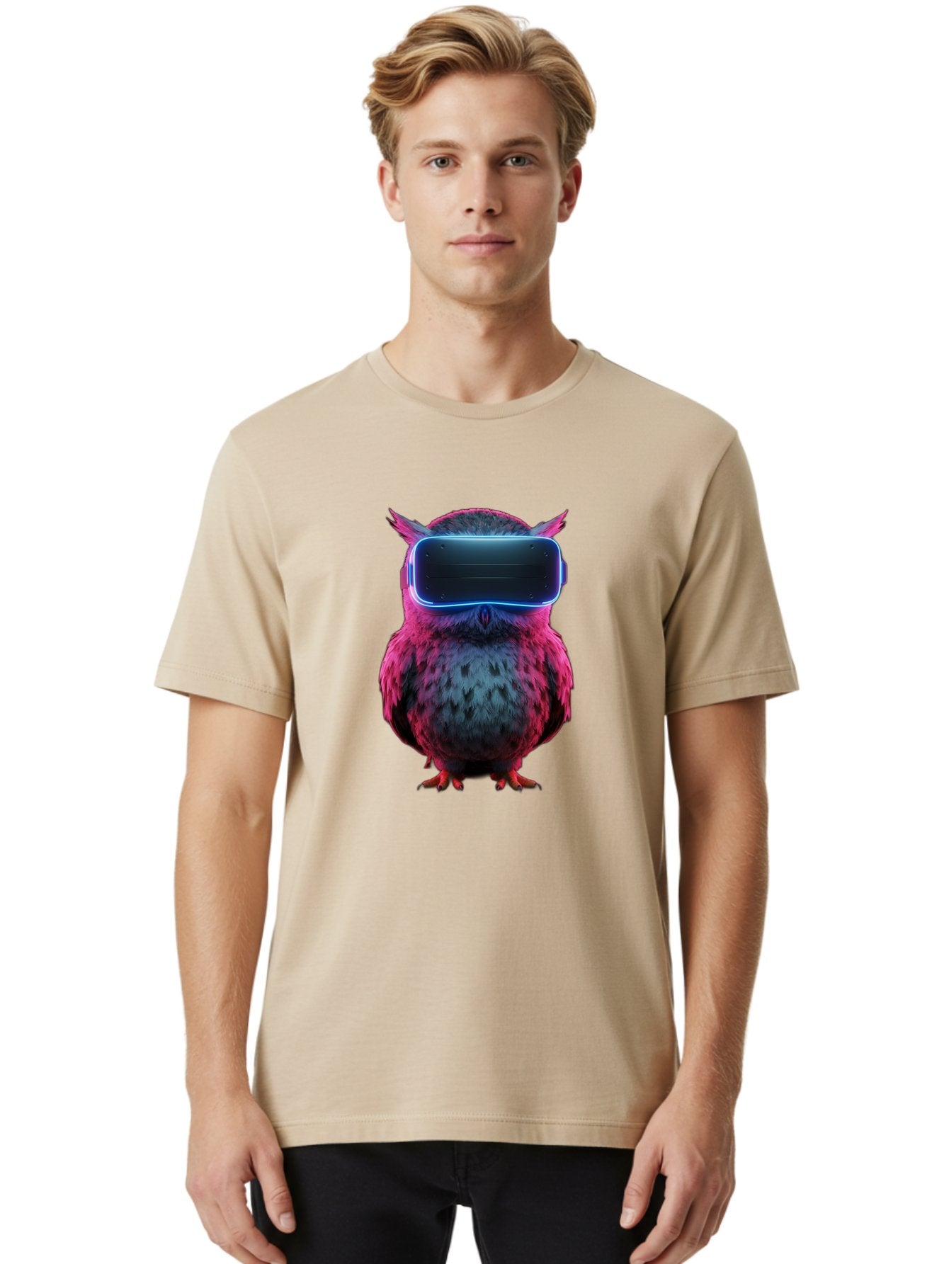 Owl-With-Vr-Headset Men'S Graphic Tee, 100% Cotton, Comfortable Casual Summer Wear, Machine Washable, Vintage Camera, Old Camera, Antique Camera, Black Camera, Classic Photography, Photography Equipment, Nostalgic Device, Film Camera, Bal037 29
