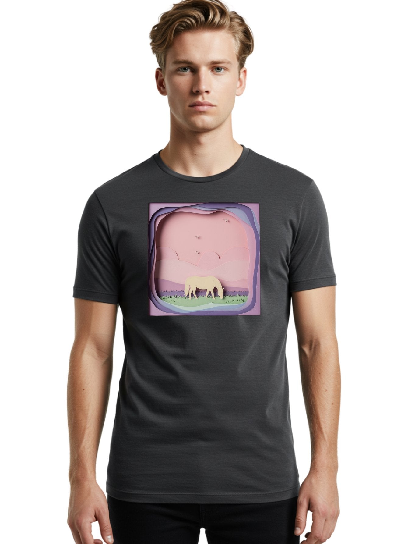 Paper-Cut-Horse Men'S Graphic Tee, 100% Cotton, Comfortable Casual Summer Wear, Machine Washable, Vintage Camera, Old Camera, Antique Camera, Black Camera, Classic Photography, Photography Equipment, Nostalgic Device, Film Camera, Camera Art Bal049 24