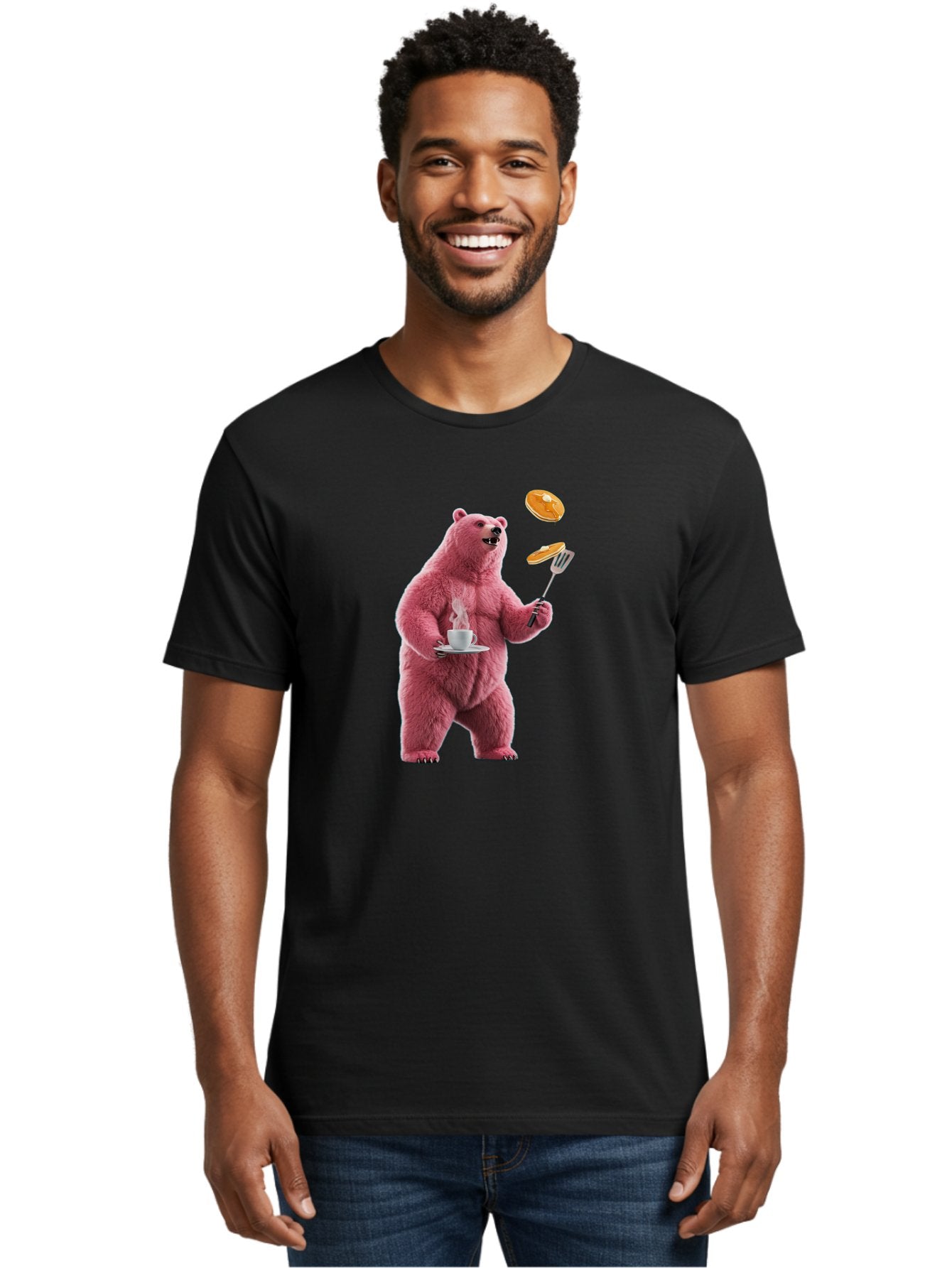 Pink-Bear-Cooking-Pancakes Men'S Graphic Tee, 100% Cotton, Comfortable Casual Summer Wear, Machine Washable, Vintage Camera, Old Camera, Antique Camera, Black Camera, Classic Photography, Photography Equipment, Nostalgic Device, Film Camera, Bal077 27