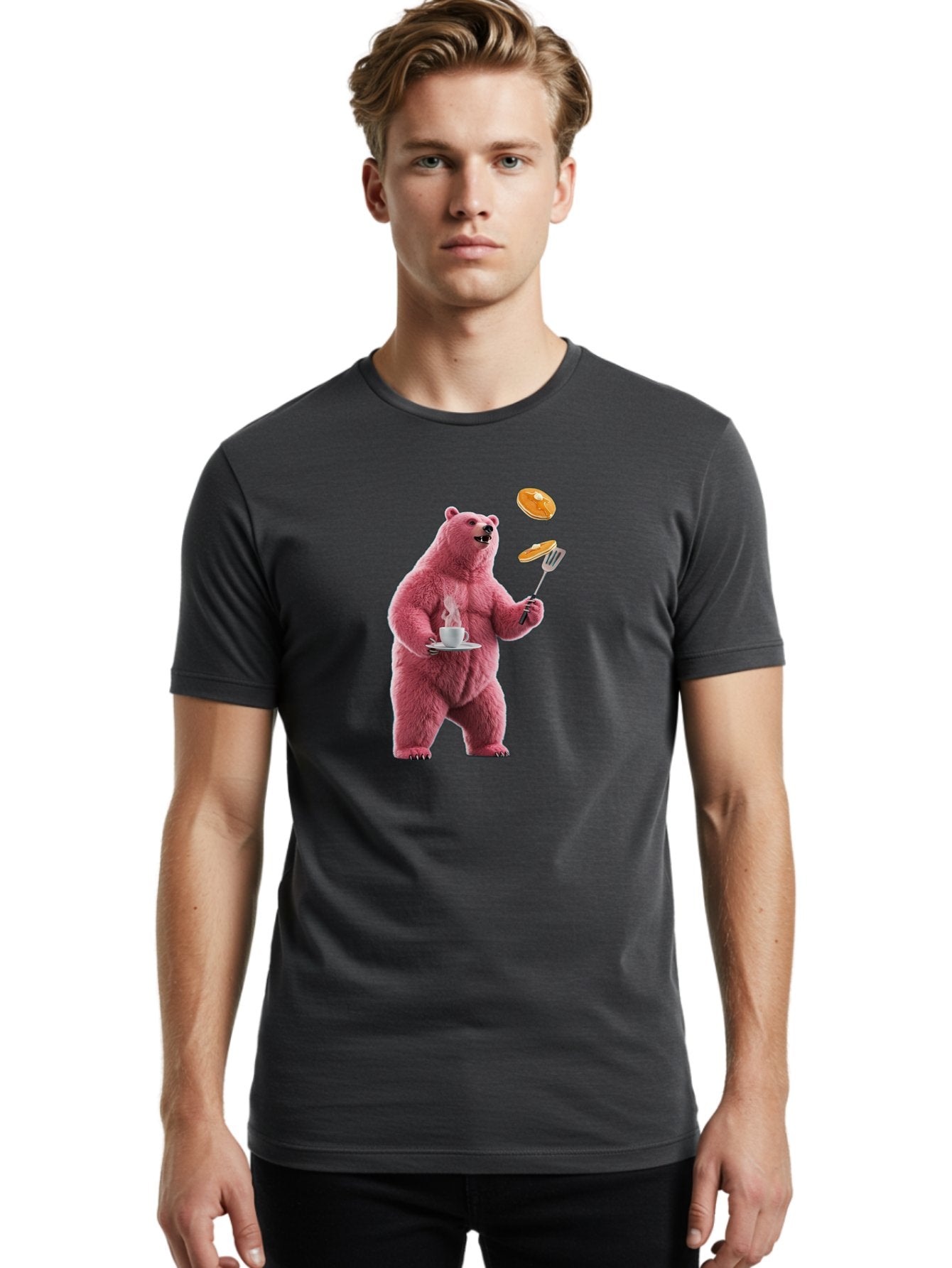 Pink-Bear-Cooking-Pancakes Men'S Graphic Tee, 100% Cotton, Comfortable Casual Summer Wear, Machine Washable, Vintage Camera, Old Camera, Antique Camera, Black Camera, Classic Photography, Photography Equipment, Nostalgic Device, Film Camera, Bal077 28