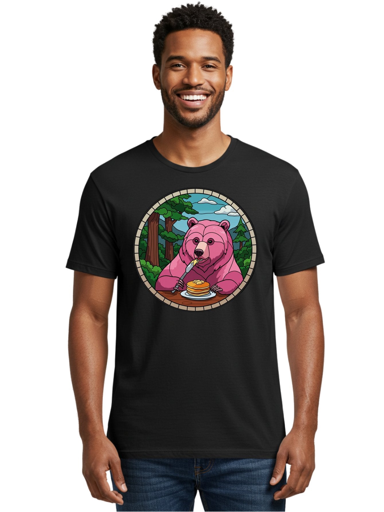 Pink-Bear-Eating-Pancakes Men'S Graphic Tee, 100% Cotton, Comfortable Casual Summer Wear, Machine Washable, Vintage Camera, Old Camera, Antique Camera, Black Camera, Classic Photography, Photography Equipment, Nostalgic Device, Film Camera, Bal078 30