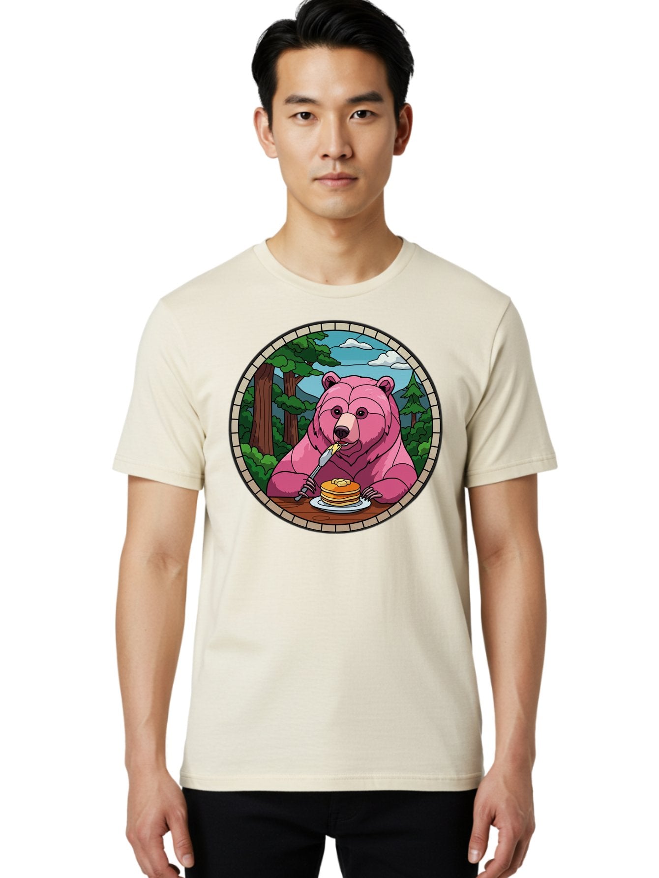 Pink-Bear-Eating-Pancakes Men'S Graphic Tee, 100% Cotton, Comfortable Casual Summer Wear, Machine Washable, Vintage Camera, Old Camera, Antique Camera, Black Camera, Classic Photography, Photography Equipment, Nostalgic Device, Film Camera, Bal078 21