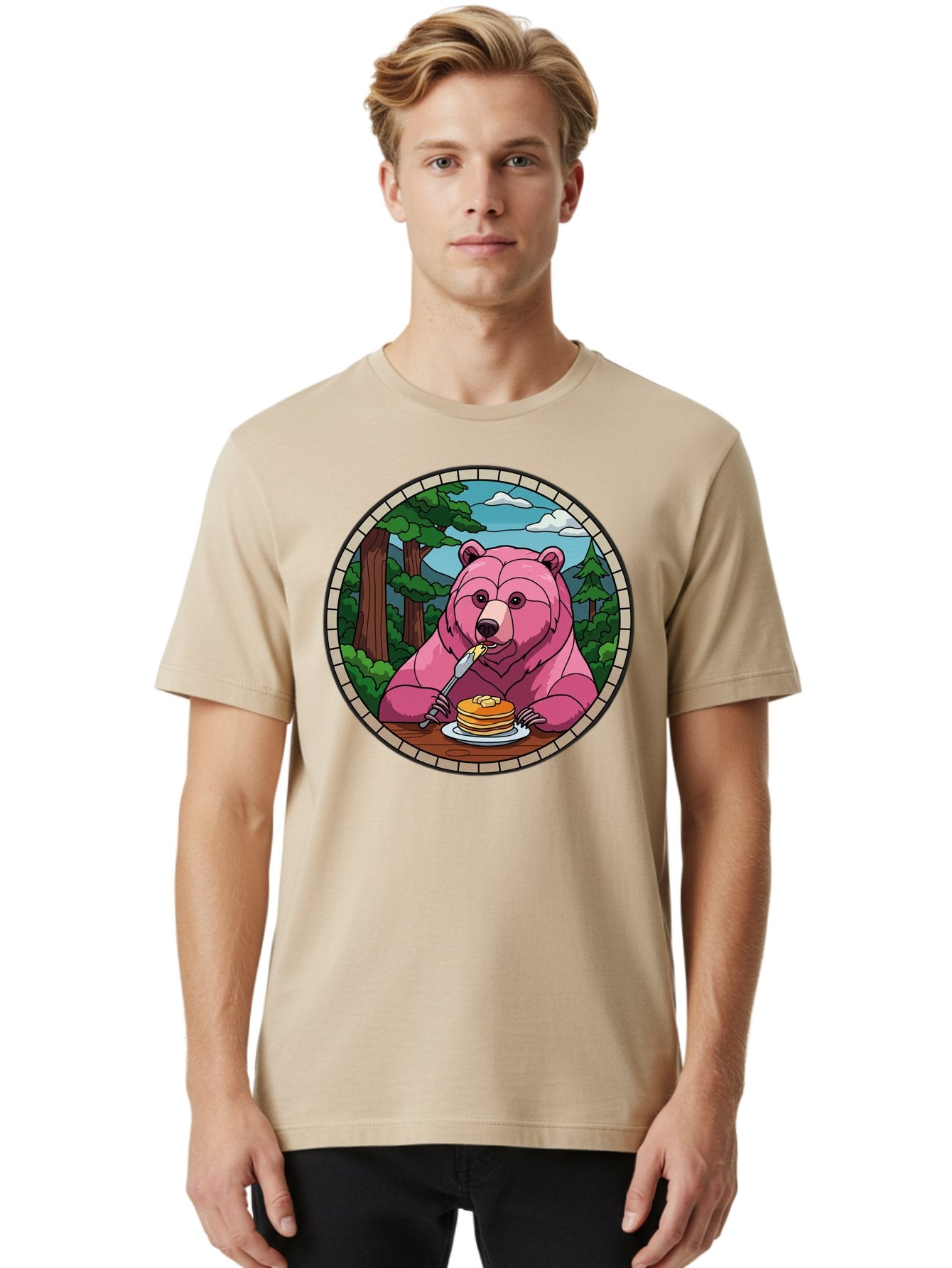 Pink-Bear-Eating-Pancakes Men'S Graphic Tee, 100% Cotton, Comfortable Casual Summer Wear, Machine Washable, Vintage Camera, Old Camera, Antique Camera, Black Camera, Classic Photography, Photography Equipment, Nostalgic Device, Film Camera, Bal078 24