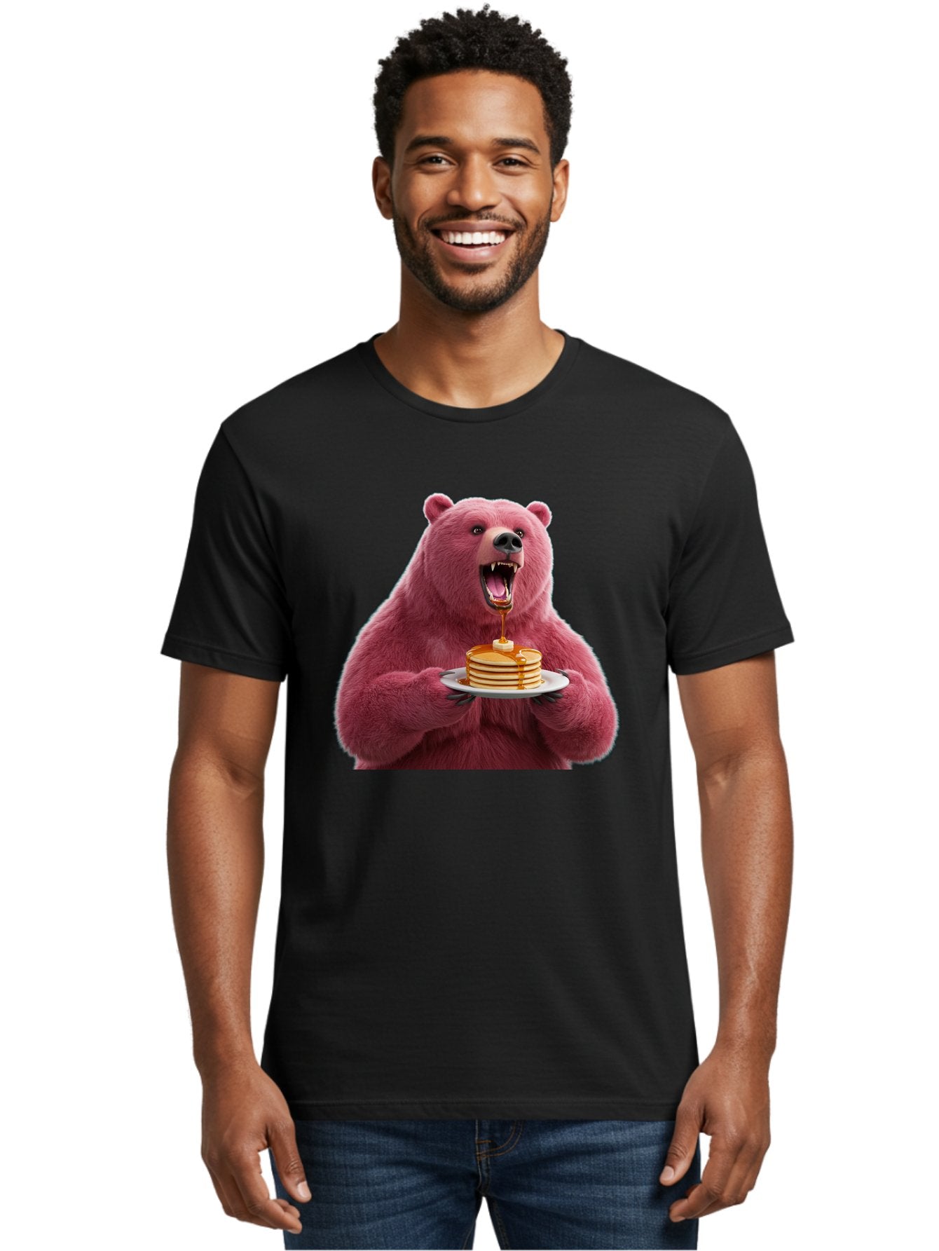 Pink-Bear-Pancakes-1 Men'S Graphic Tee, 100% Cotton, Comfortable Casual Summer Wear, Machine Washable, Vintage Camera, Old Camera, Antique Camera, Black Camera, Classic Photography, Photography Equipment, Nostalgic Device, Film Camera, Bal080 28