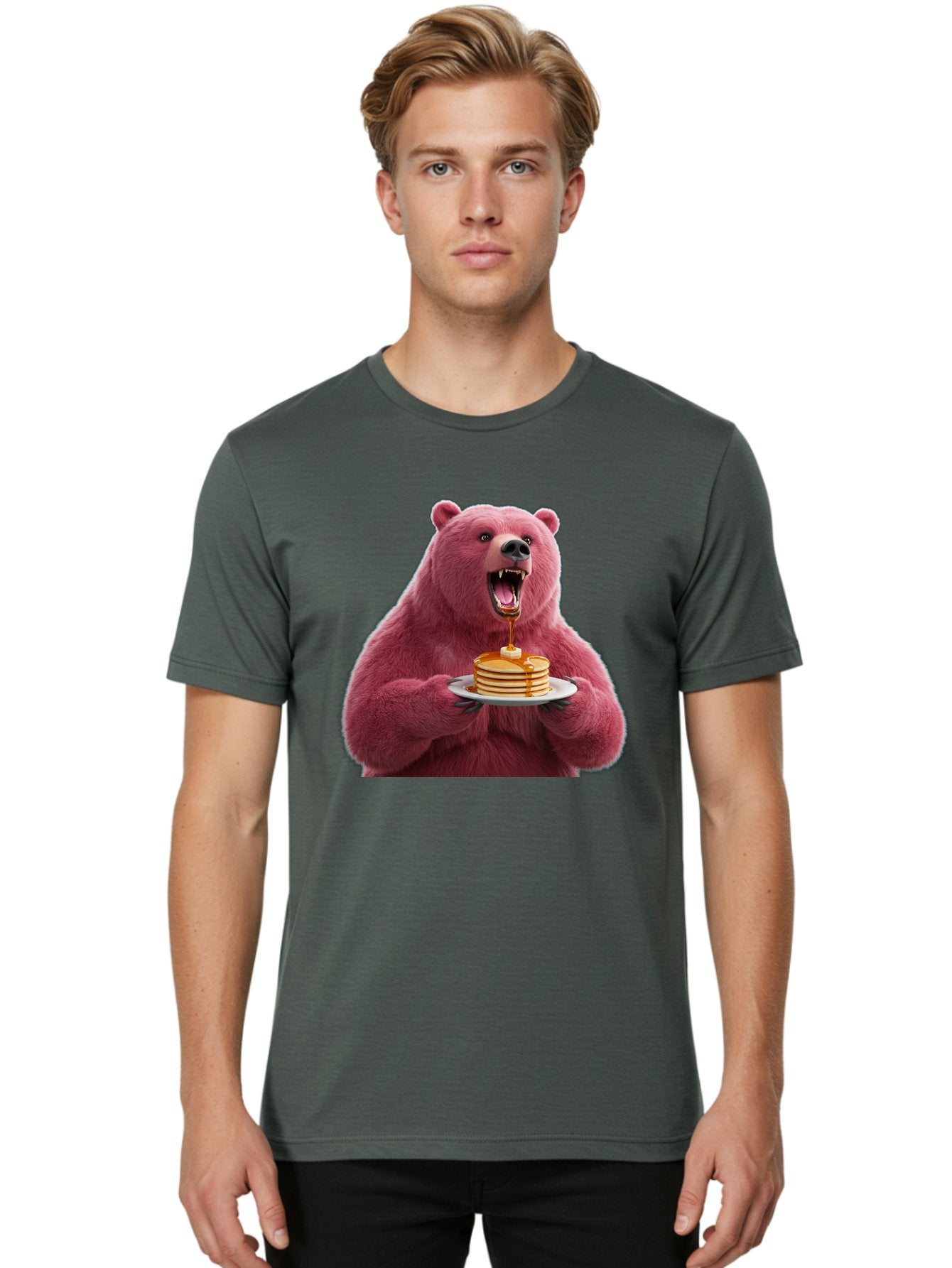 Pink-Bear-Pancakes-1 Men'S Graphic Tee, 100% Cotton, Comfortable Casual Summer Wear, Machine Washable, Vintage Camera, Old Camera, Antique Camera, Black Camera, Classic Photography, Photography Equipment, Nostalgic Device, Film Camera, Bal080 20