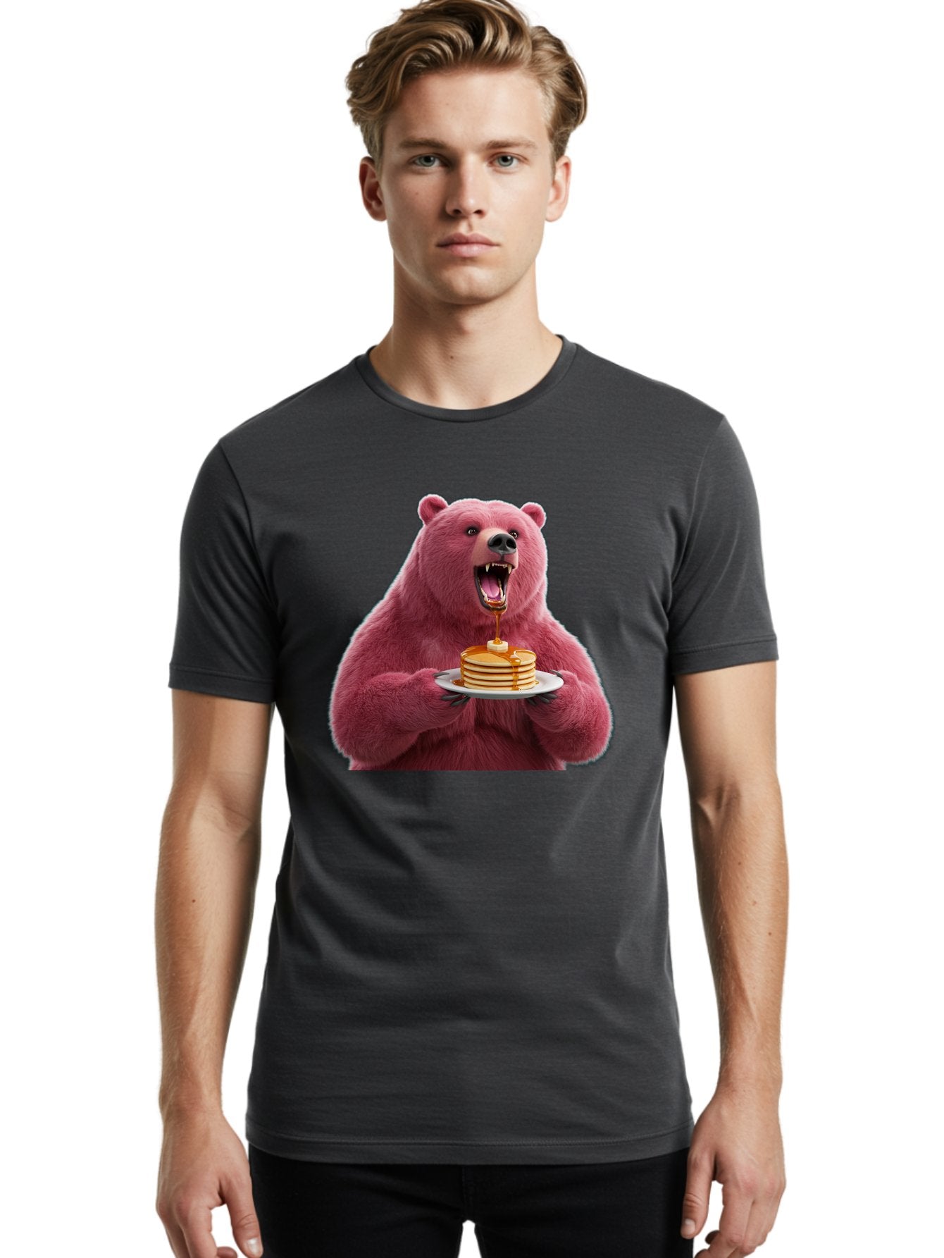 Pink-Bear-Pancakes-1 Men'S Graphic Tee, 100% Cotton, Comfortable Casual Summer Wear, Machine Washable, Vintage Camera, Old Camera, Antique Camera, Black Camera, Classic Photography, Photography Equipment, Nostalgic Device, Film Camera, Bal080 23