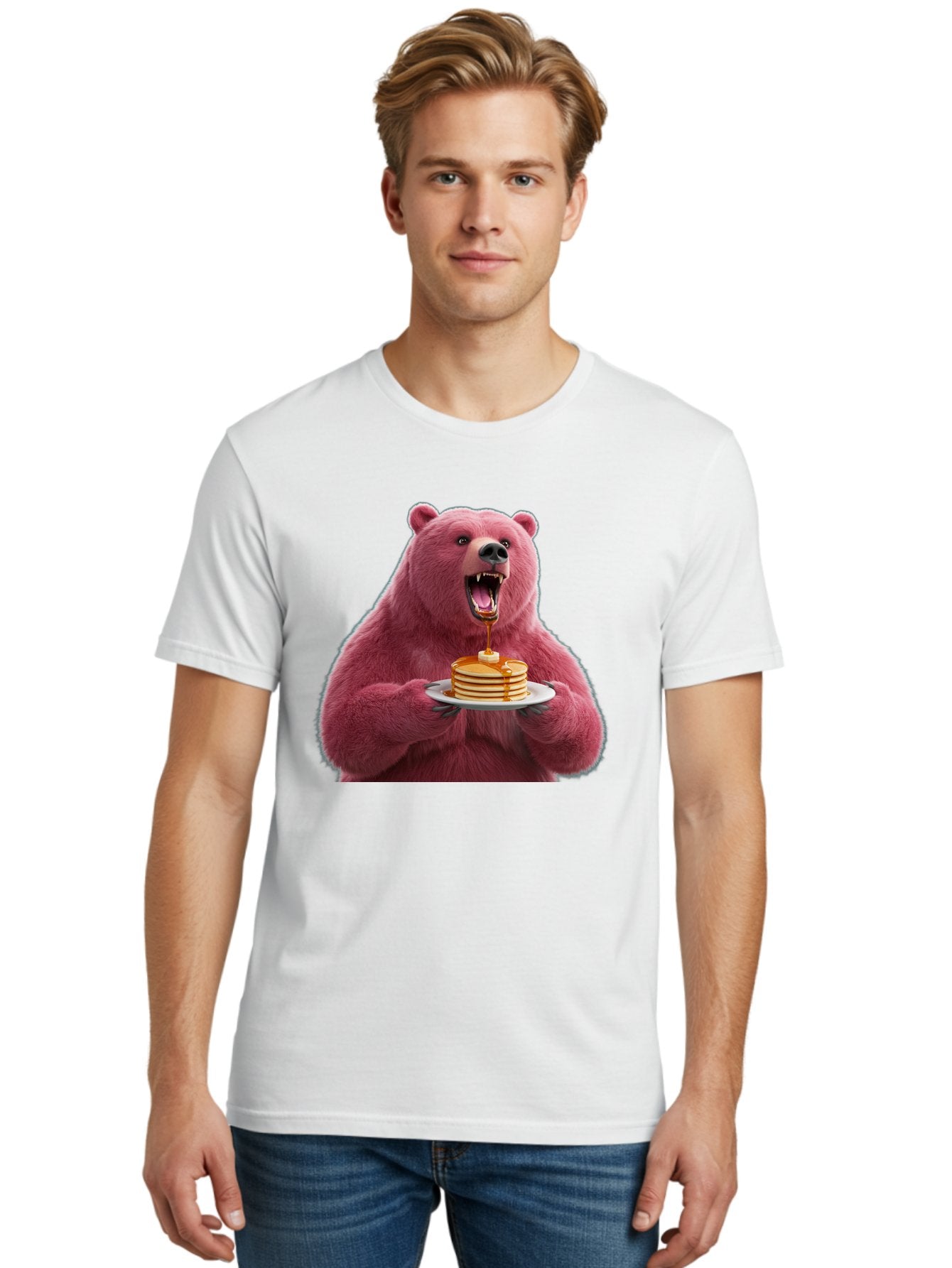 Pink-Bear-Pancakes-1 Men'S Graphic Tee, 100% Cotton, Comfortable Casual Summer Wear, Machine Washable, Vintage Camera, Old Camera, Antique Camera, Black Camera, Classic Photography, Photography Equipment, Nostalgic Device, Film Camera, Bal080 27