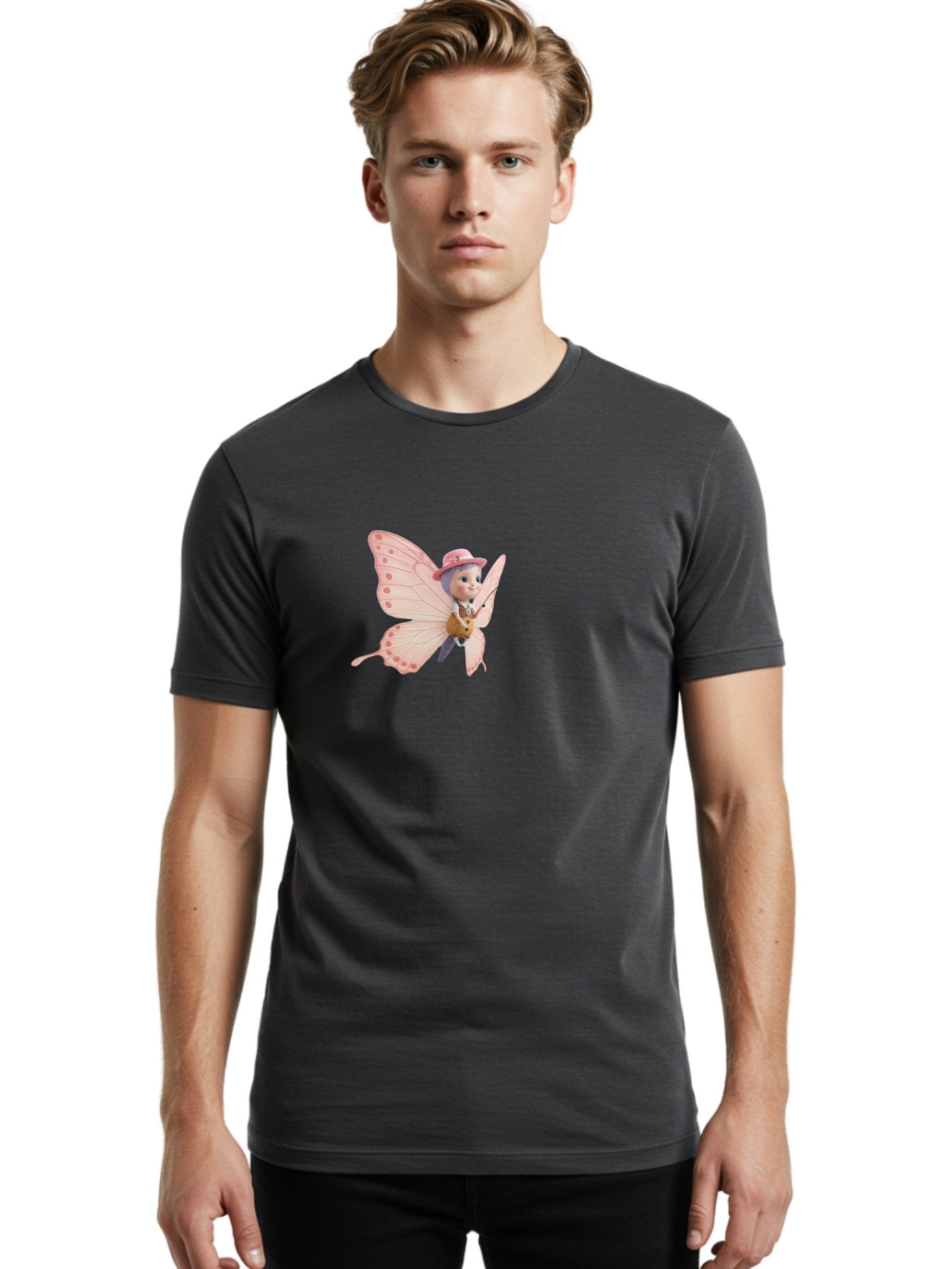Pink-Butterfly-1 Men'S Graphic Tee, 100% Cotton, Comfortable Casual Summer Wear, Machine Washable, Vintage Camera, Old Camera, Antique Camera, Black Camera, Classic Photography, Photography Equipment, Nostalgic Device, Film Camera, Camera Art Bal086 26