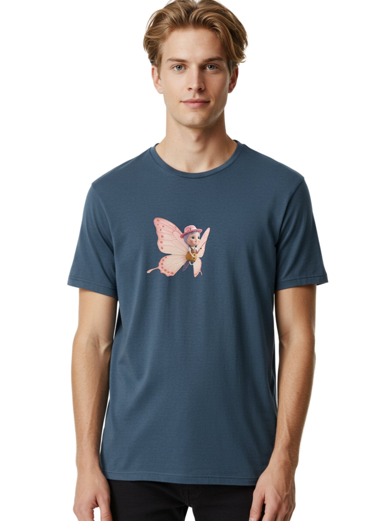 Pink-Butterfly-1 Men'S Graphic Tee, 100% Cotton, Comfortable Casual Summer Wear, Machine Washable, Vintage Camera, Old Camera, Antique Camera, Black Camera, Classic Photography, Photography Equipment, Nostalgic Device, Film Camera, Camera Art Bal086 23
