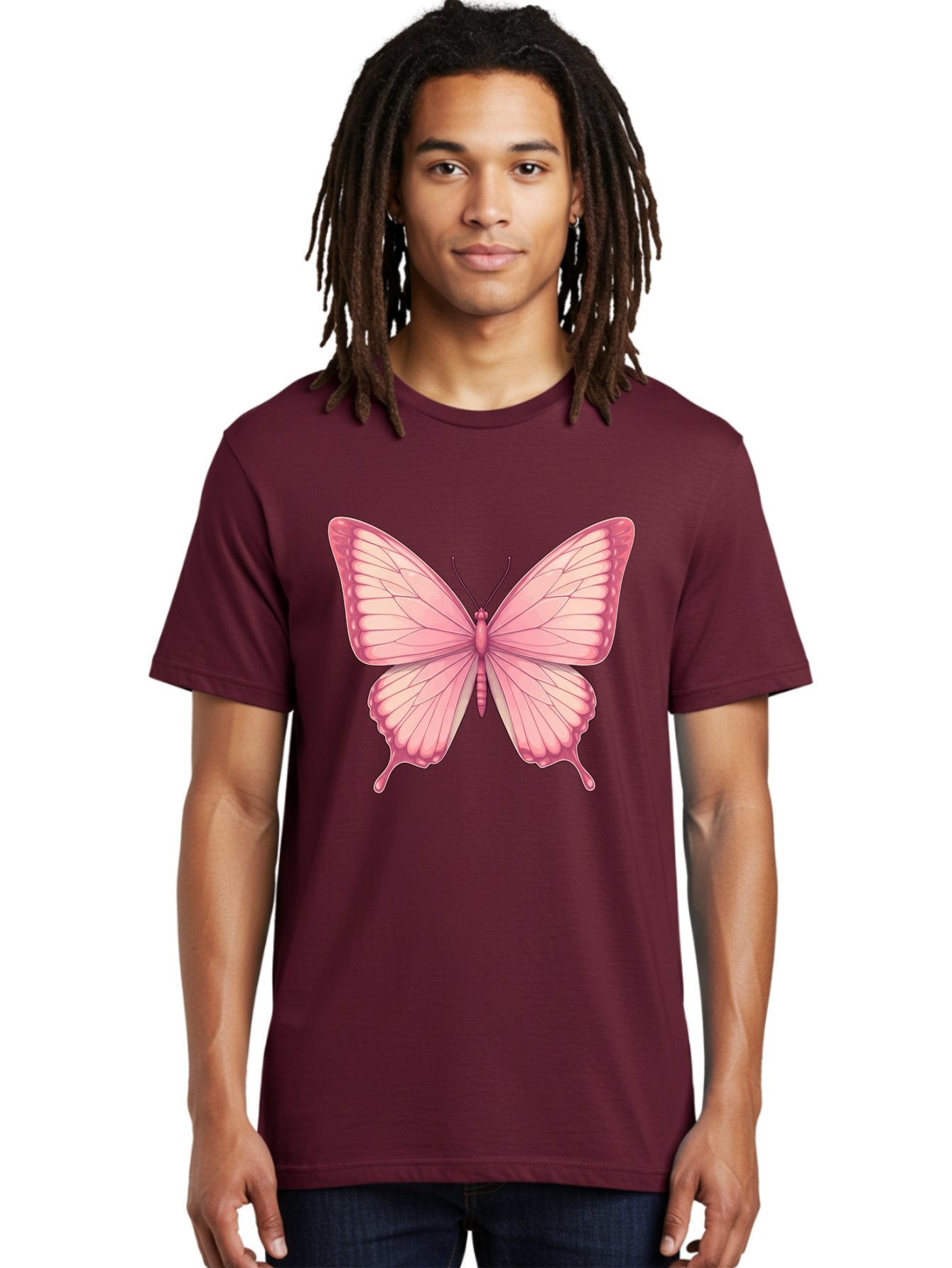 Pink-Butterfly-2 Men'S Graphic Tee, 100% Cotton, Comfortable Casual Summer Wear, Machine Washable, Vintage Camera, Old Camera, Antique Camera, Black Camera, Classic Photography, Photography Equipment, Nostalgic Device, Film Camera, Camera Art Bal087 24