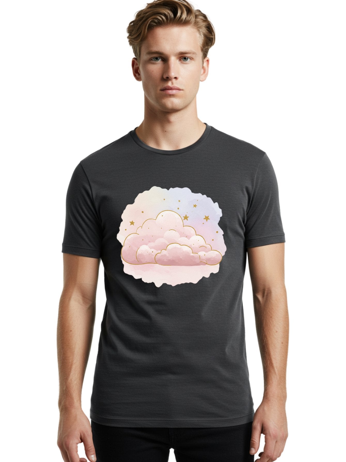 Pink-Clouds-Stars Men'S Graphic Tee, 100% Cotton, Comfortable Casual Summer Wear, Machine Washable, Vintage Camera, Old Camera, Antique Camera, Black Camera, Classic Photography, Photography Equipment, Nostalgic Device, Film Camera, Camera Art Bal092 21