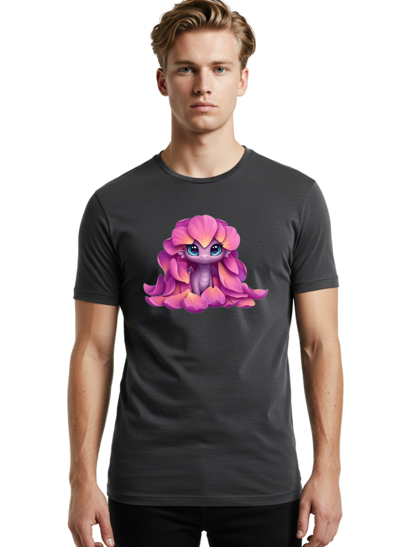 Pink-Flower-Dragon Men'S Graphic Tee, 100% Cotton, Comfortable Casual Summer Wear, Machine Washable, Vintage Camera, Old Camera, Antique Camera, Black Camera, Classic Photography, Photography Equipment, Nostalgic Device, Film Camera, Bal124 16