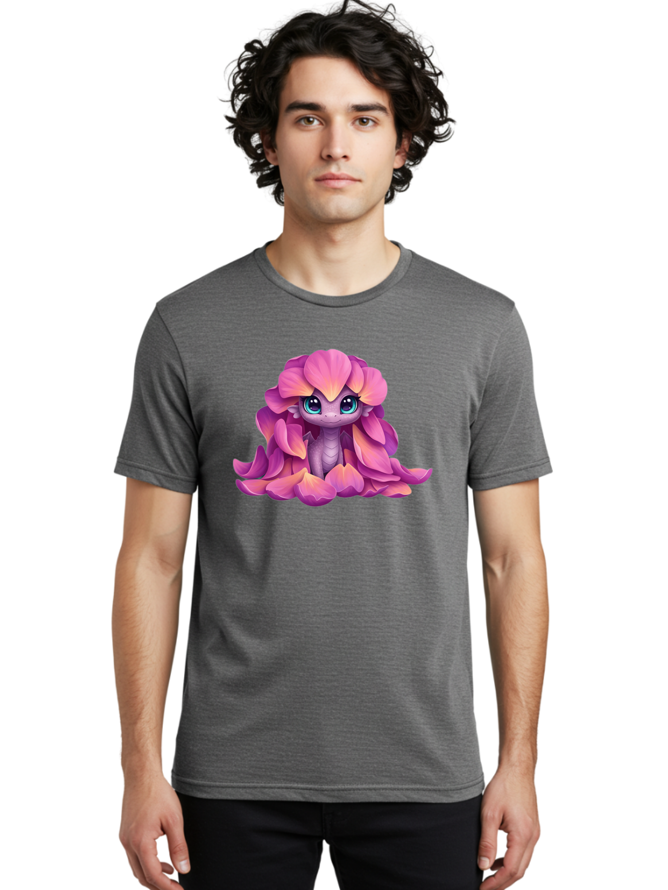 Pink-Flower-Dragon Men'S Graphic Tee, 100% Cotton, Comfortable Casual Summer Wear, Machine Washable, Vintage Camera, Old Camera, Antique Camera, Black Camera, Classic Photography, Photography Equipment, Nostalgic Device, Film Camera, Bal124 25