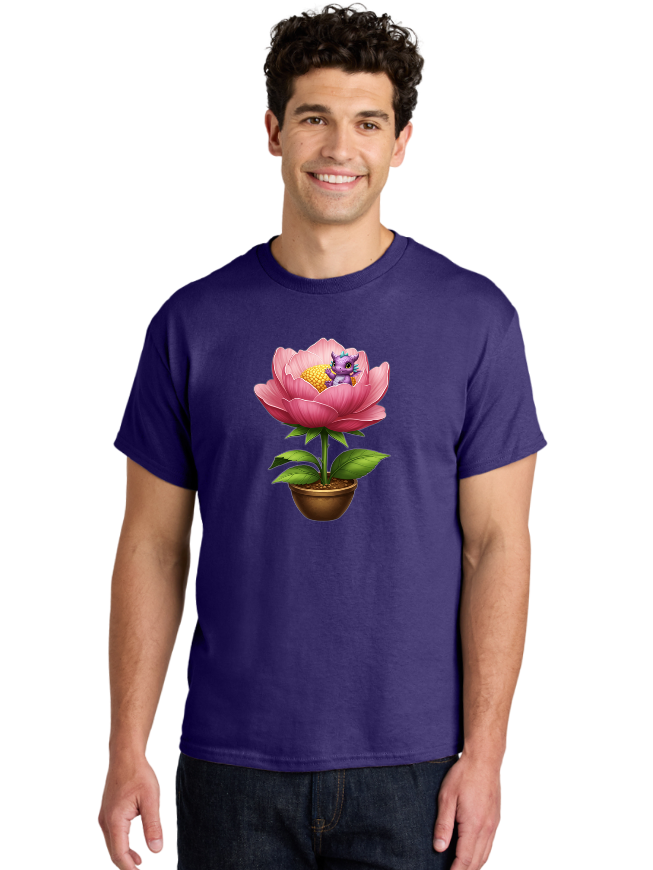 Pink-Flower-With-Purple-Dragon Men'S Graphic Tee, 100% Cotton, Comfortable Casual Summer Wear, Machine Washable, Vintage Camera, Old Camera, Antique Camera, Black Camera, Classic Photography, Photography Equipment, Nostalgic Device, Bal125 24