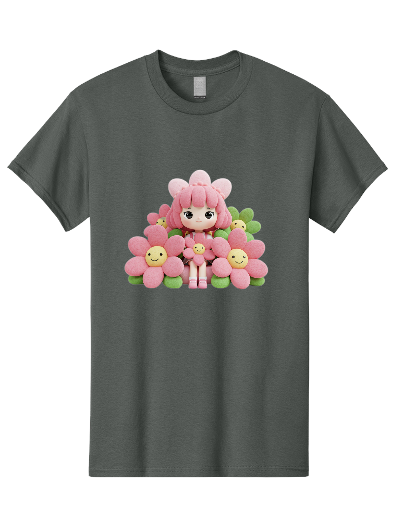 Pink-Haired-Doll-In-Flowers Men'S Graphic Tee, 100% Cotton, Comfortable Casual Summer Wear, Machine Washable, Vintage Camera, Old Camera, Antique Camera, Black Camera, Classic Photography, Photography Equipment, Nostalgic Device, Film Camera, Bal130 7