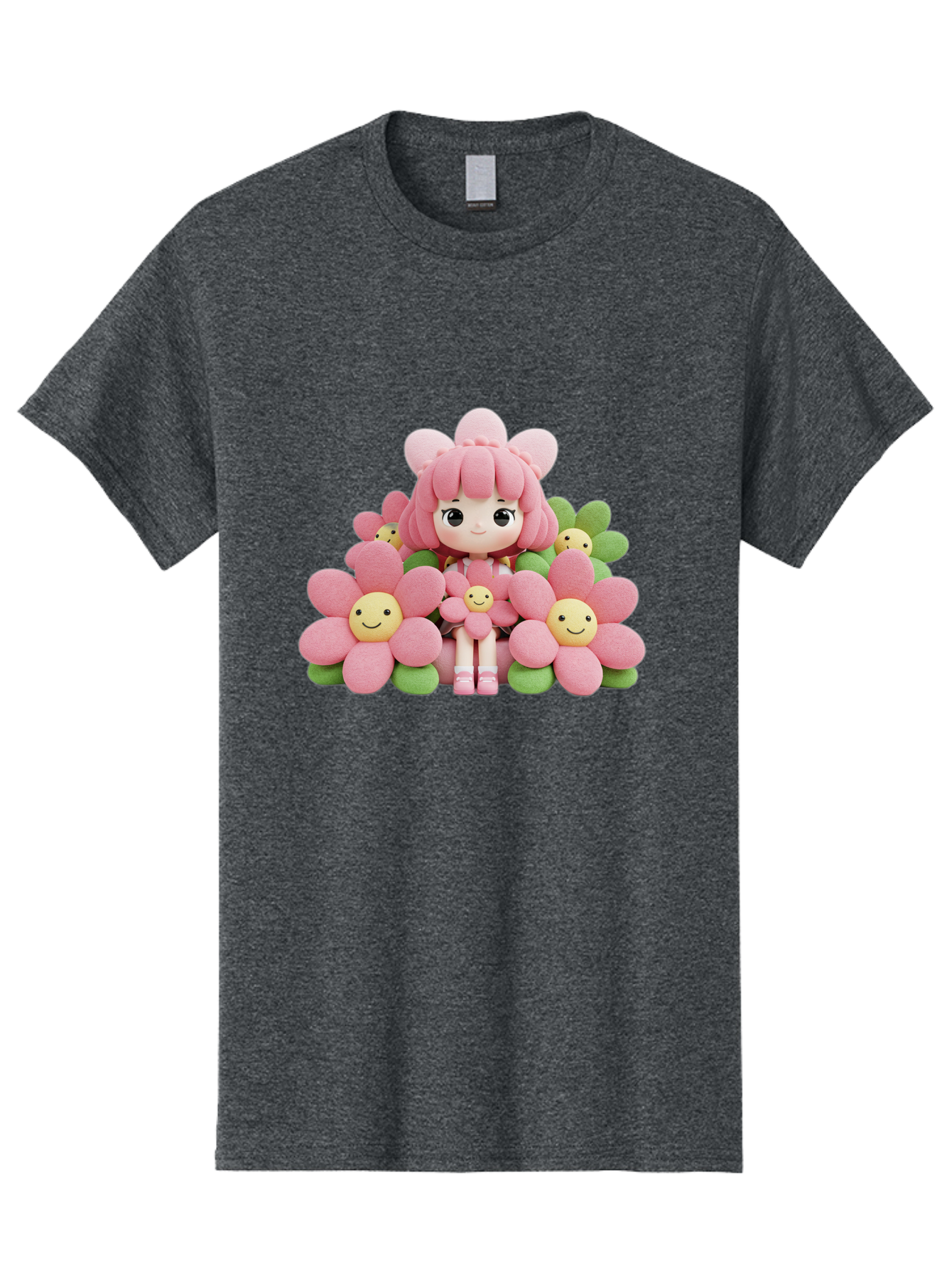 Pink-Haired-Doll-In-Flowers Men'S Graphic Tee, 100% Cotton, Comfortable Casual Summer Wear, Machine Washable, Vintage Camera, Old Camera, Antique Camera, Black Camera, Classic Photography, Photography Equipment, Nostalgic Device, Film Camera, Bal130 3