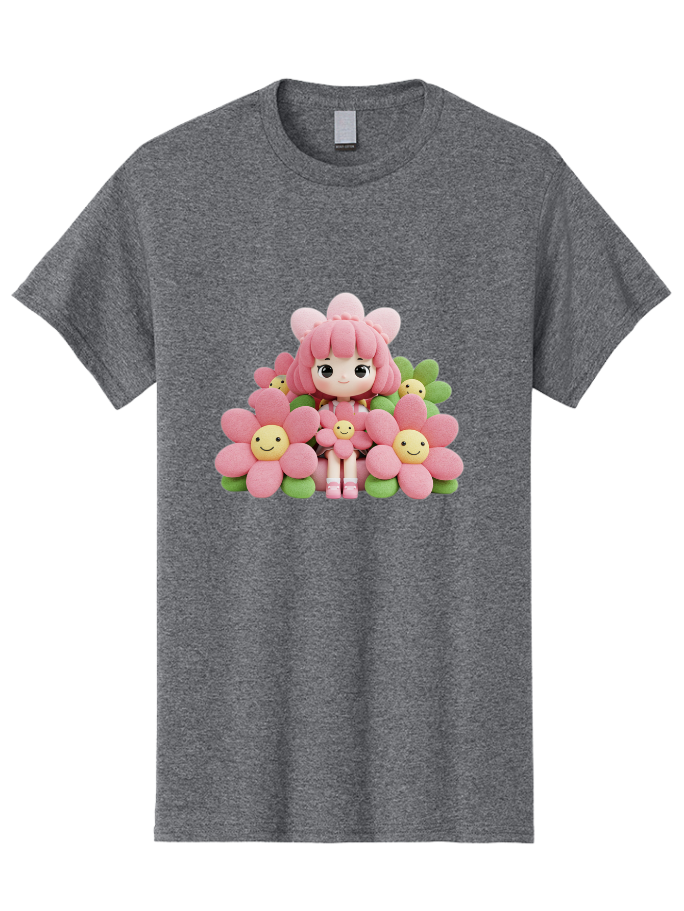 Pink-Haired-Doll-In-Flowers Men'S Graphic Tee, 100% Cotton, Comfortable Casual Summer Wear, Machine Washable, Vintage Camera, Old Camera, Antique Camera, Black Camera, Classic Photography, Photography Equipment, Nostalgic Device, Film Camera, Bal130 15