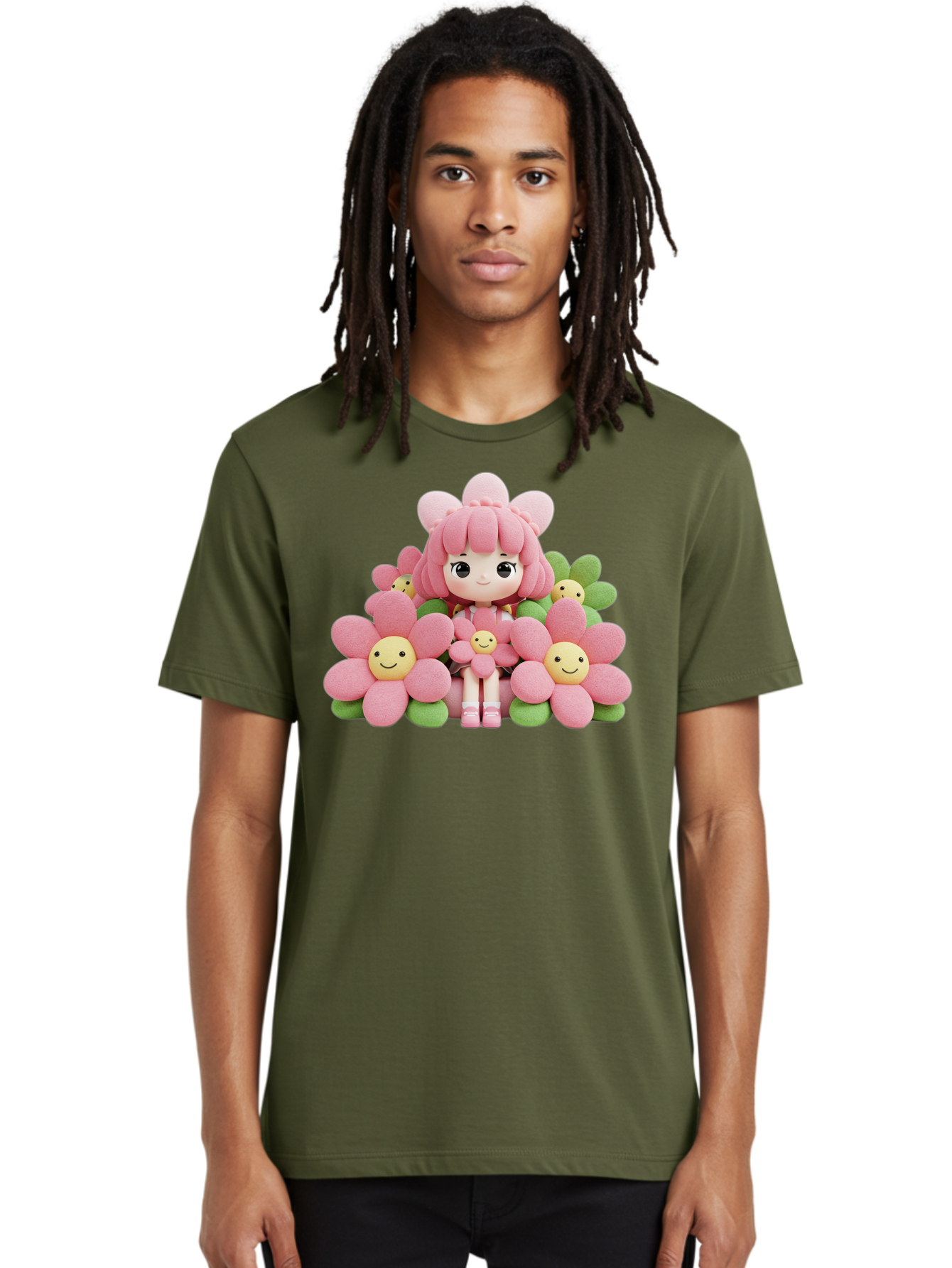 Pink-Haired-Doll-In-Flowers Men'S Graphic Tee, 100% Cotton, Comfortable Casual Summer Wear, Machine Washable, Vintage Camera, Old Camera, Antique Camera, Black Camera, Classic Photography, Photography Equipment, Nostalgic Device, Film Camera, Bal130 29