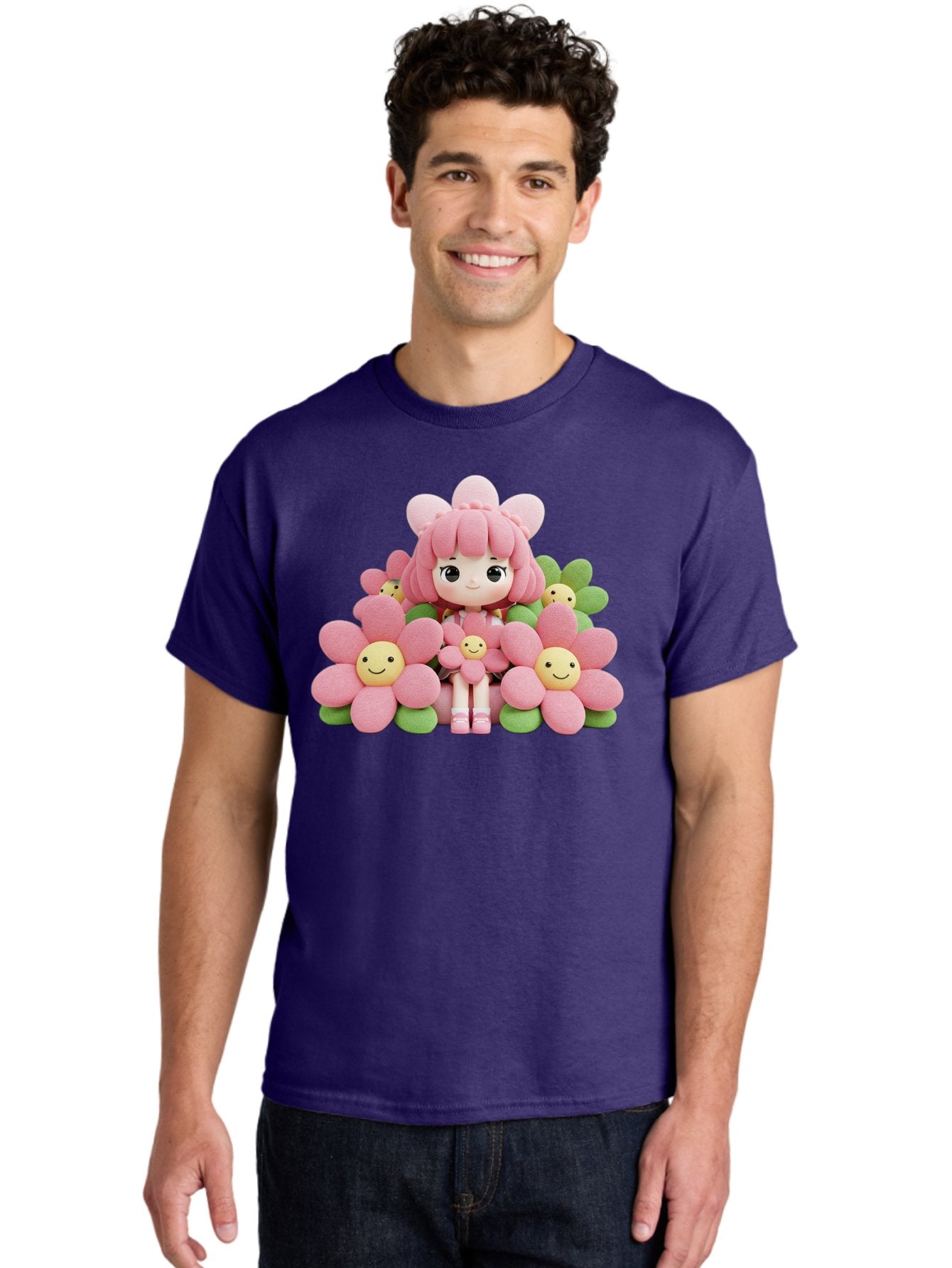 Pink-Haired-Doll-In-Flowers Men'S Graphic Tee, 100% Cotton, Comfortable Casual Summer Wear, Machine Washable, Vintage Camera, Old Camera, Antique Camera, Black Camera, Classic Photography, Photography Equipment, Nostalgic Device, Film Camera, Bal130 22