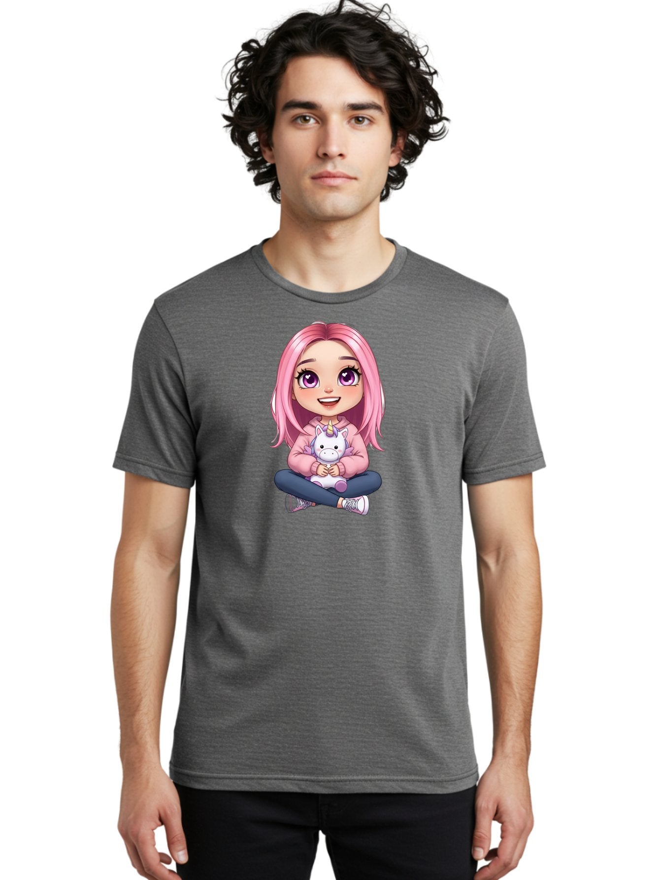 Pink-Haired-Girl-With-Unicorn Men'S Graphic Tee, 100% Cotton, Comfortable Casual Summer Wear, Machine Washable, Vintage Camera, Old Camera, Antique Camera, Black Camera, Classic Photography, Photography Equipment, Nostalgic Device, Bal131 20