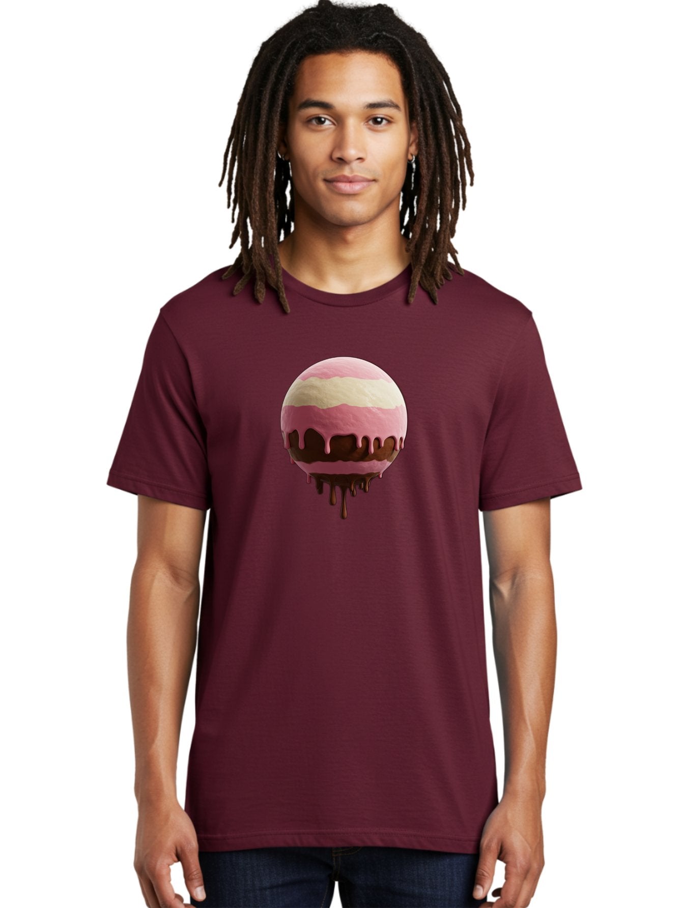Pink-Ice-Cream-Scoop-With-Chocolate-Sauce Men'S Graphic Tee, 100% Cotton, Comfortable Casual Summer Wear, Machine Washable, Vintage Camera, Old Camera, Antique Camera, Black Camera, Classic Photography, Photography Equipment, Nostalgic Device, Bal133 25
