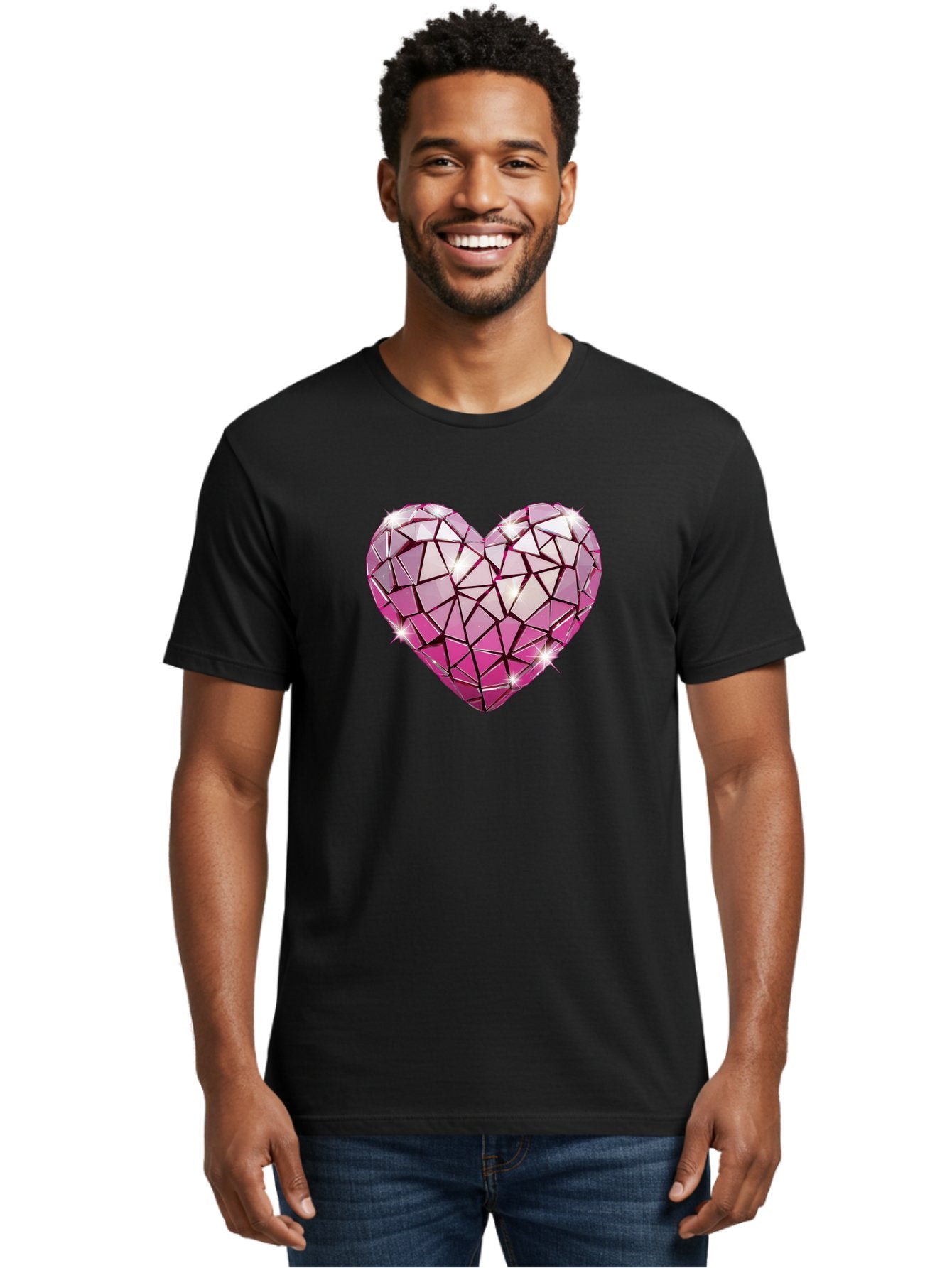 Pink-Mosaic-Heart Men'S Graphic Tee, 100% Cotton, Comfortable Casual Summer Wear, Machine Washable, Vintage Camera, Old Camera, Antique Camera, Black Camera, Classic Photography, Photography Equipment, Nostalgic Device, Film Camera, Camera Art Bal134 25