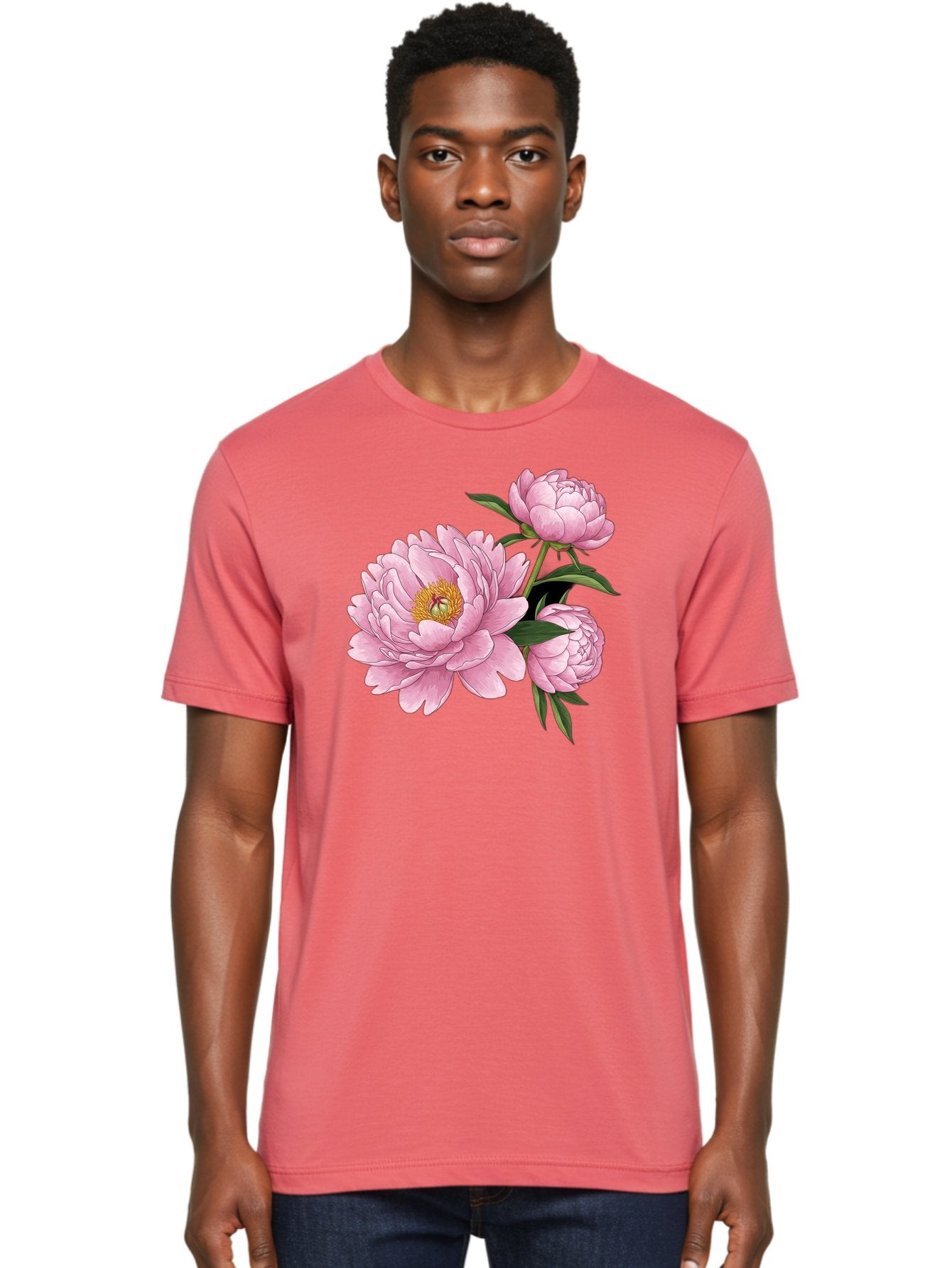 Pink-Peonies-1 Men'S Graphic Tee, 100% Cotton, Comfortable Casual Summer Wear, Machine Washable, Vintage Camera, Old Camera, Antique Camera, Black Camera, Classic Photography, Photography Equipment, Nostalgic Device, Film Camera, Camera Art Bal135 21