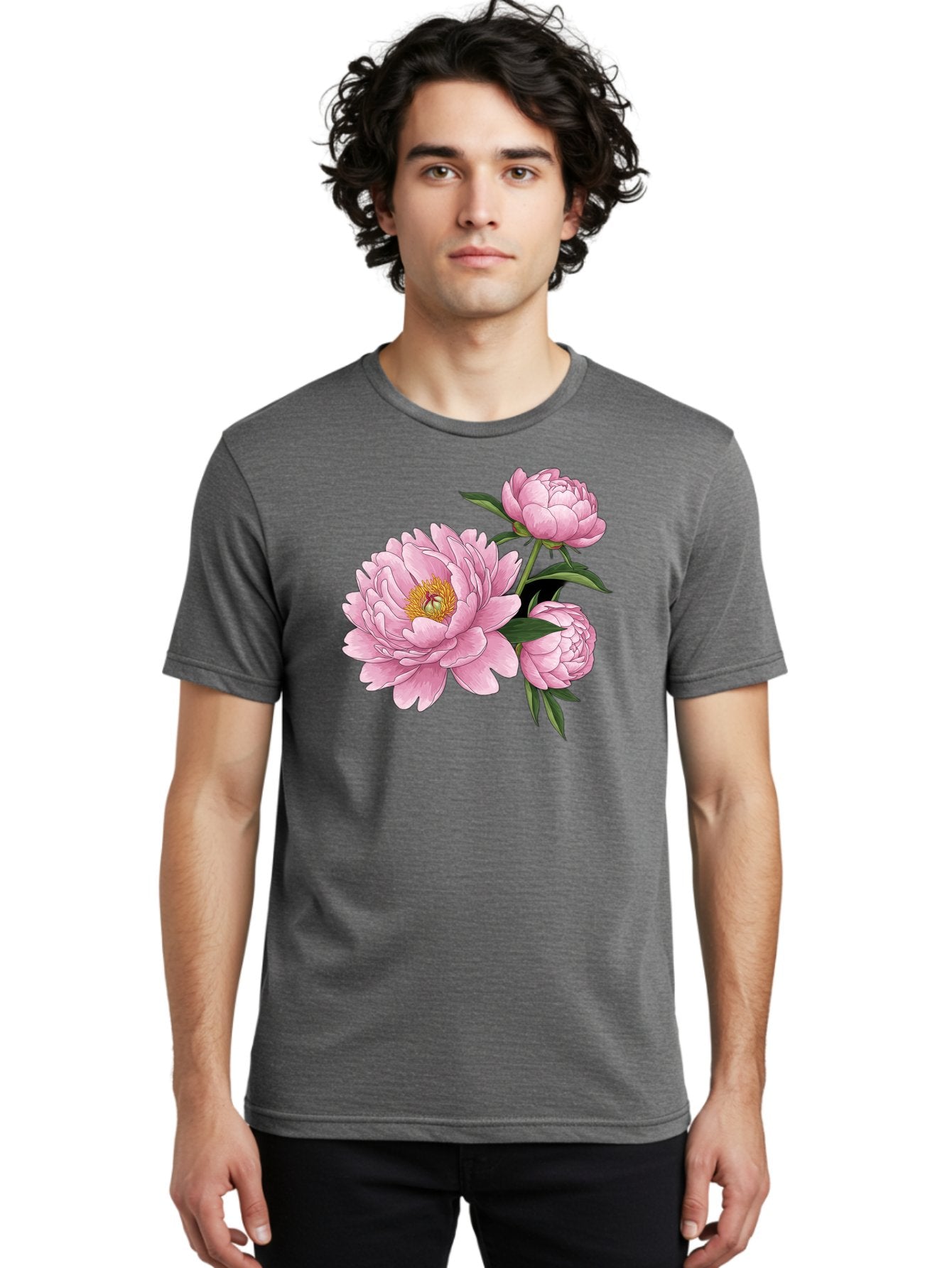 Pink-Peonies-1 Men'S Graphic Tee, 100% Cotton, Comfortable Casual Summer Wear, Machine Washable, Vintage Camera, Old Camera, Antique Camera, Black Camera, Classic Photography, Photography Equipment, Nostalgic Device, Film Camera, Camera Art Bal135 22