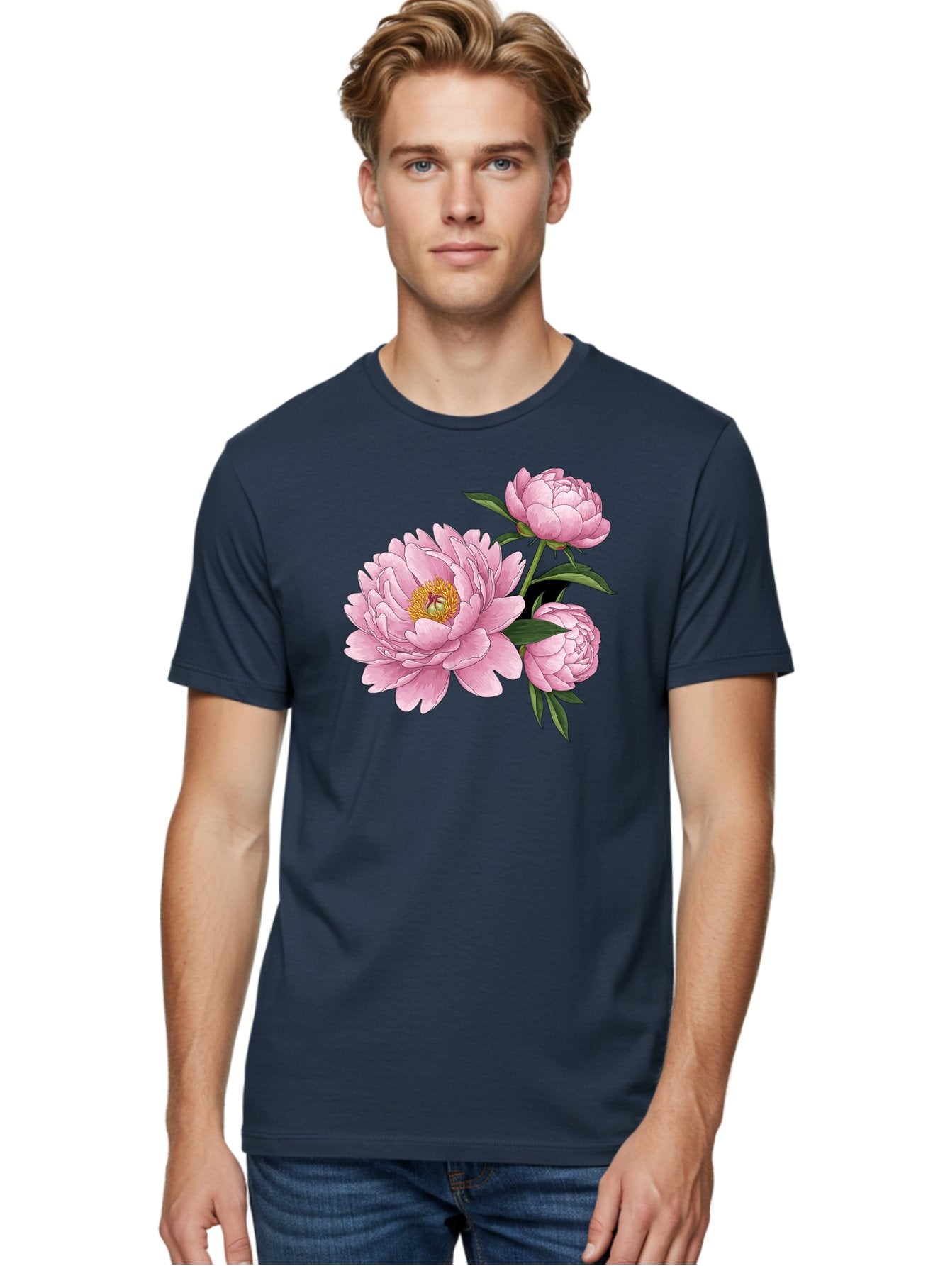 Pink-Peonies-1 Men'S Graphic Tee, 100% Cotton, Comfortable Casual Summer Wear, Machine Washable, Vintage Camera, Old Camera, Antique Camera, Black Camera, Classic Photography, Photography Equipment, Nostalgic Device, Film Camera, Camera Art Bal135 17