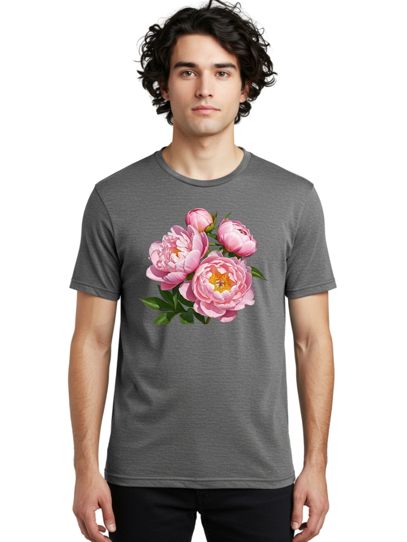 Pink-Peonies-2 Men'S Graphic Tee, 100% Cotton, Comfortable Casual Summer Wear, Machine Washable, Vintage Camera, Old Camera, Antique Camera, Black Camera, Classic Photography, Photography Equipment, Nostalgic Device, Film Camera, Camera Art Bal136 19