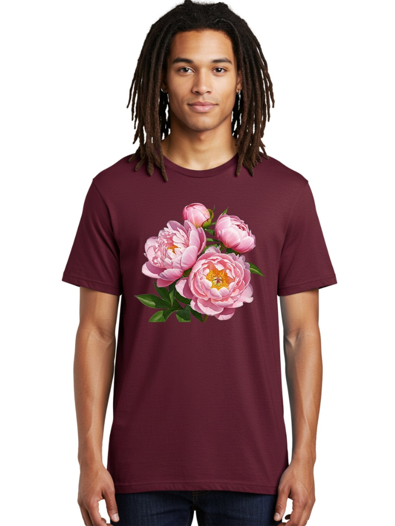 Pink-Peonies-2 Men'S Graphic Tee, 100% Cotton, Comfortable Casual Summer Wear, Machine Washable, Vintage Camera, Old Camera, Antique Camera, Black Camera, Classic Photography, Photography Equipment, Nostalgic Device, Film Camera, Camera Art Bal136 18