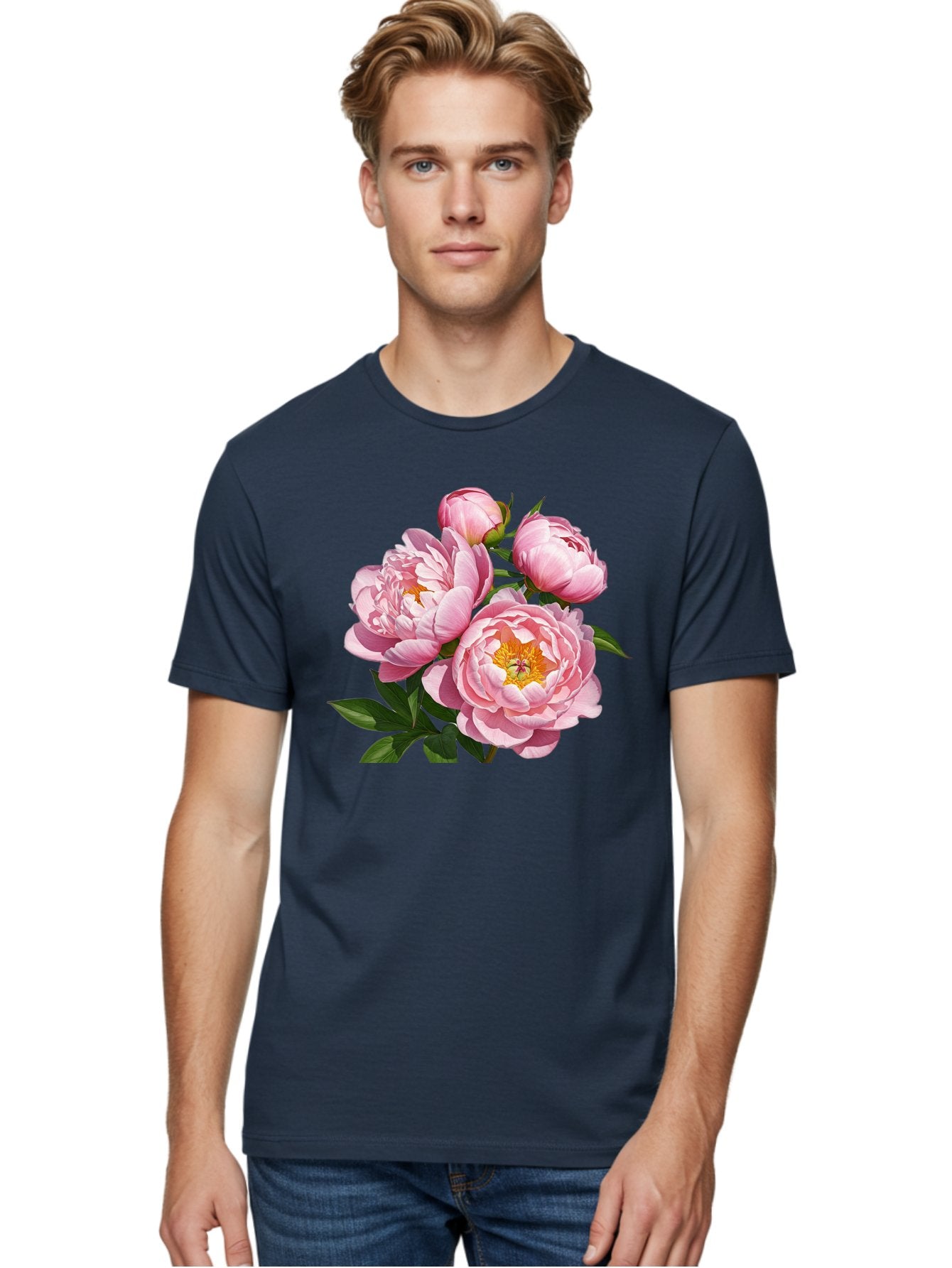 Pink-Peonies-2 Men'S Graphic Tee, 100% Cotton, Comfortable Casual Summer Wear, Machine Washable, Vintage Camera, Old Camera, Antique Camera, Black Camera, Classic Photography, Photography Equipment, Nostalgic Device, Film Camera, Camera Art Bal136 23