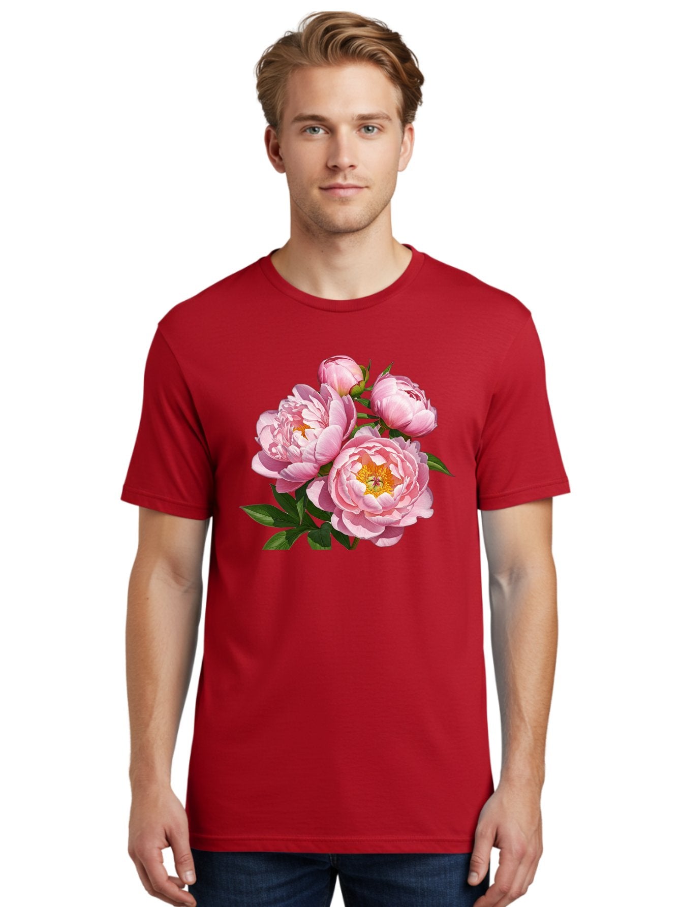 Pink-Peonies-2 Men'S Graphic Tee, 100% Cotton, Comfortable Casual Summer Wear, Machine Washable, Vintage Camera, Old Camera, Antique Camera, Black Camera, Classic Photography, Photography Equipment, Nostalgic Device, Film Camera, Camera Art Bal136 16