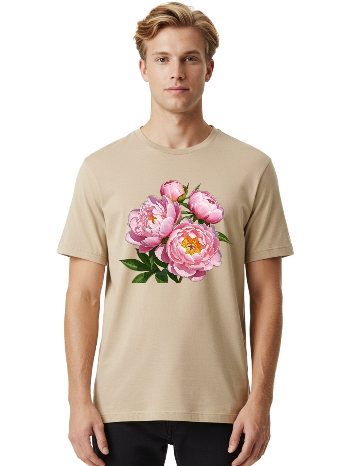 Pink-Peonies-2 Men'S Graphic Tee, 100% Cotton, Comfortable Casual Summer Wear, Machine Washable, Vintage Camera, Old Camera, Antique Camera, Black Camera, Classic Photography, Photography Equipment, Nostalgic Device, Film Camera, Camera Art Bal136 26