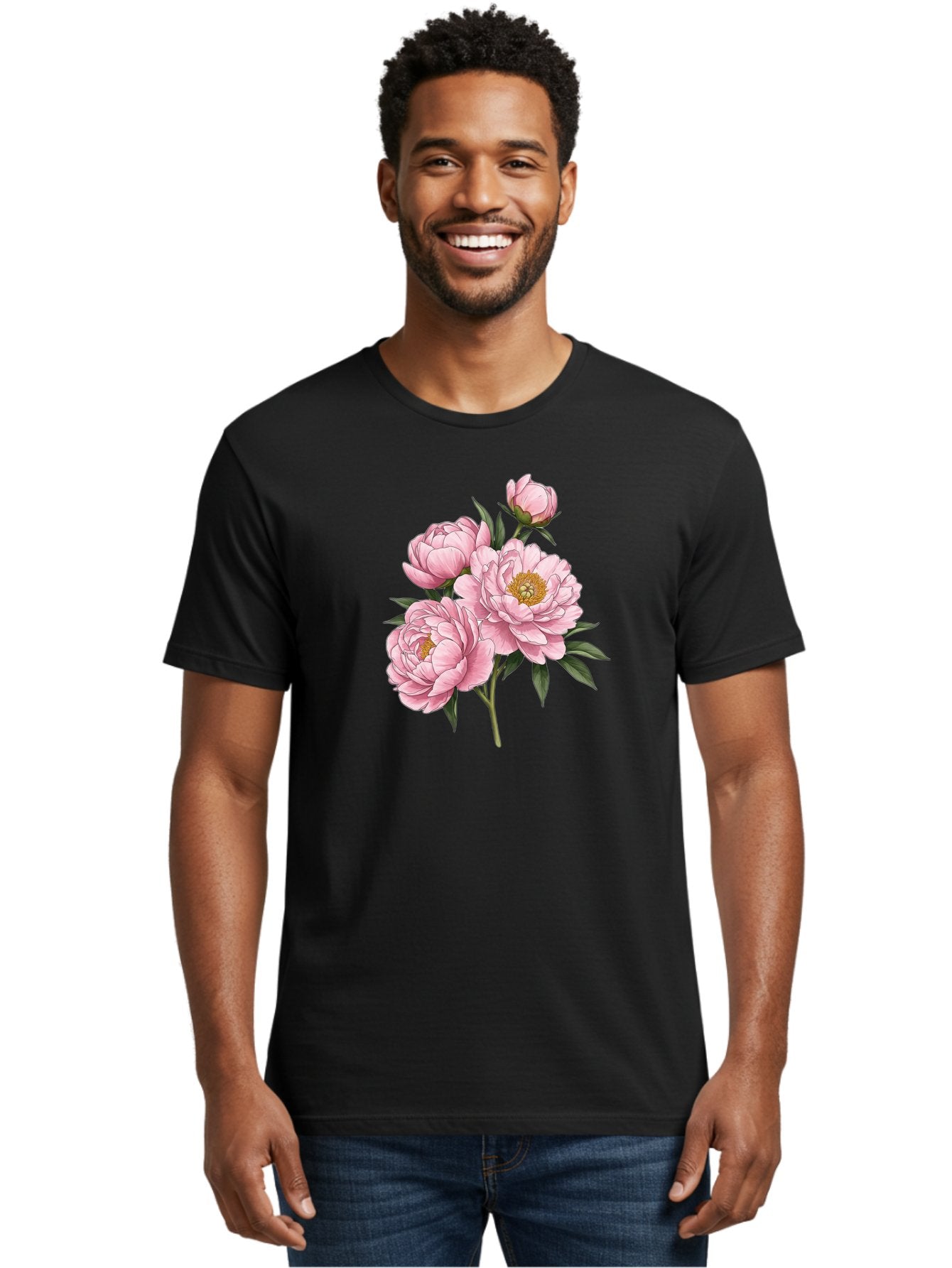 Pink-Peonies-3 Men'S Graphic Tee, 100% Cotton, Comfortable Casual Summer Wear, Machine Washable, Vintage Camera, Old Camera, Antique Camera, Black Camera, Classic Photography, Photography Equipment, Nostalgic Device, Film Camera, Camera Art Bal137 30
