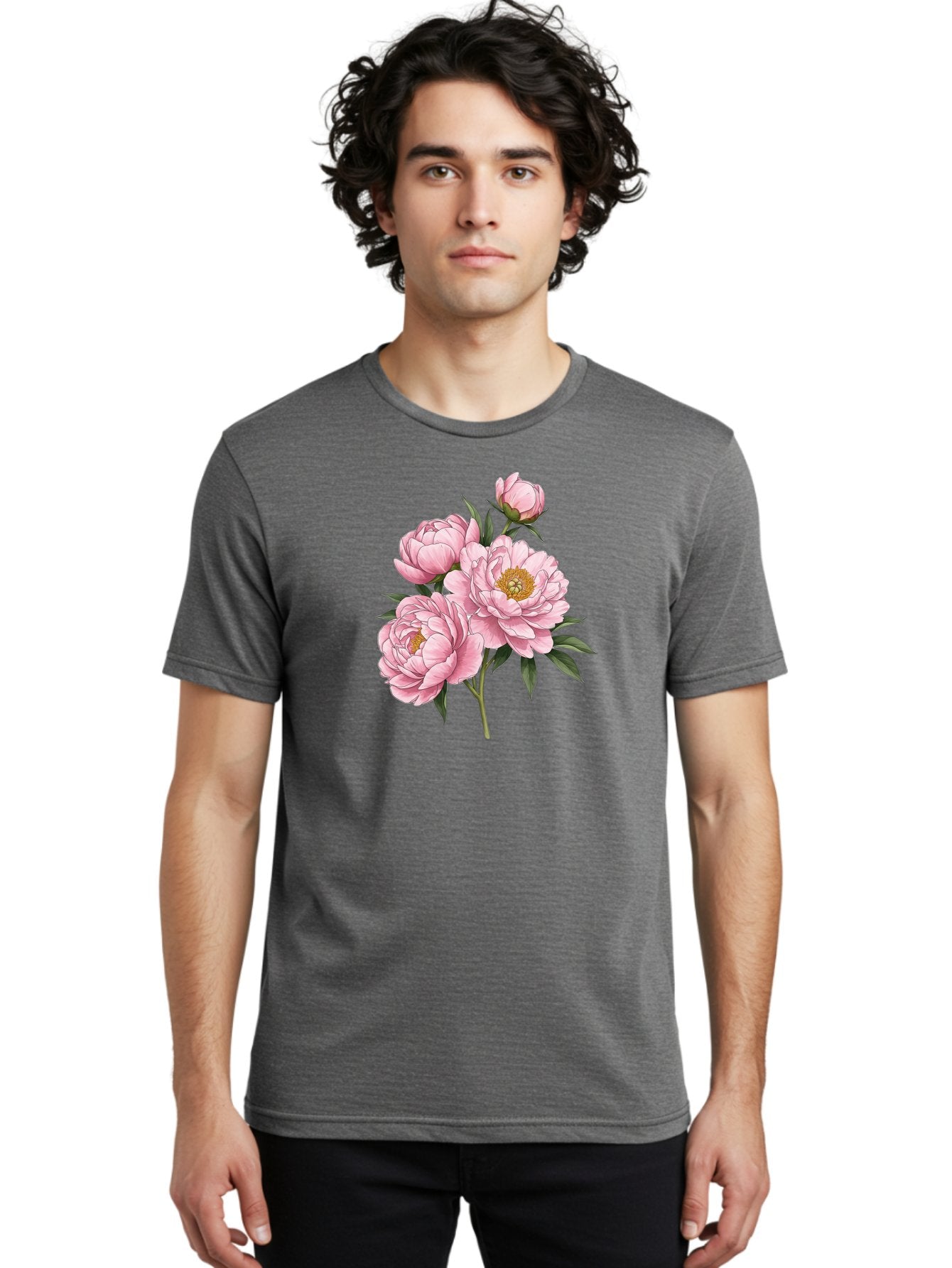 Pink-Peonies-3 Men'S Graphic Tee, 100% Cotton, Comfortable Casual Summer Wear, Machine Washable, Vintage Camera, Old Camera, Antique Camera, Black Camera, Classic Photography, Photography Equipment, Nostalgic Device, Film Camera, Camera Art Bal137 18
