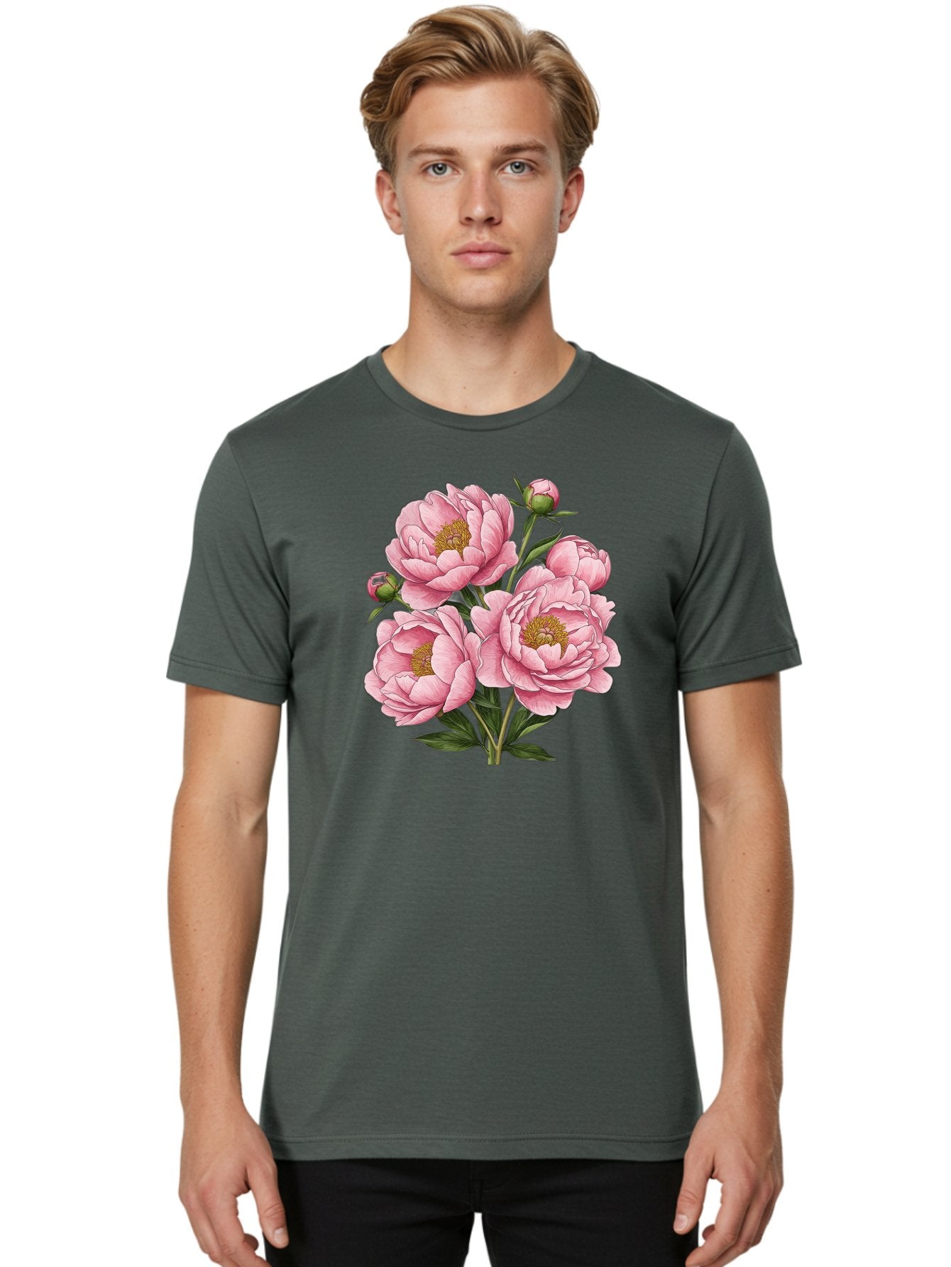 Pink-Peonies-4 Men'S Graphic Tee, 100% Cotton, Comfortable Casual Summer Wear, Machine Washable, Vintage Camera, Old Camera, Antique Camera, Black Camera, Classic Photography, Photography Equipment, Nostalgic Device, Film Camera, Camera Art Bal138 29