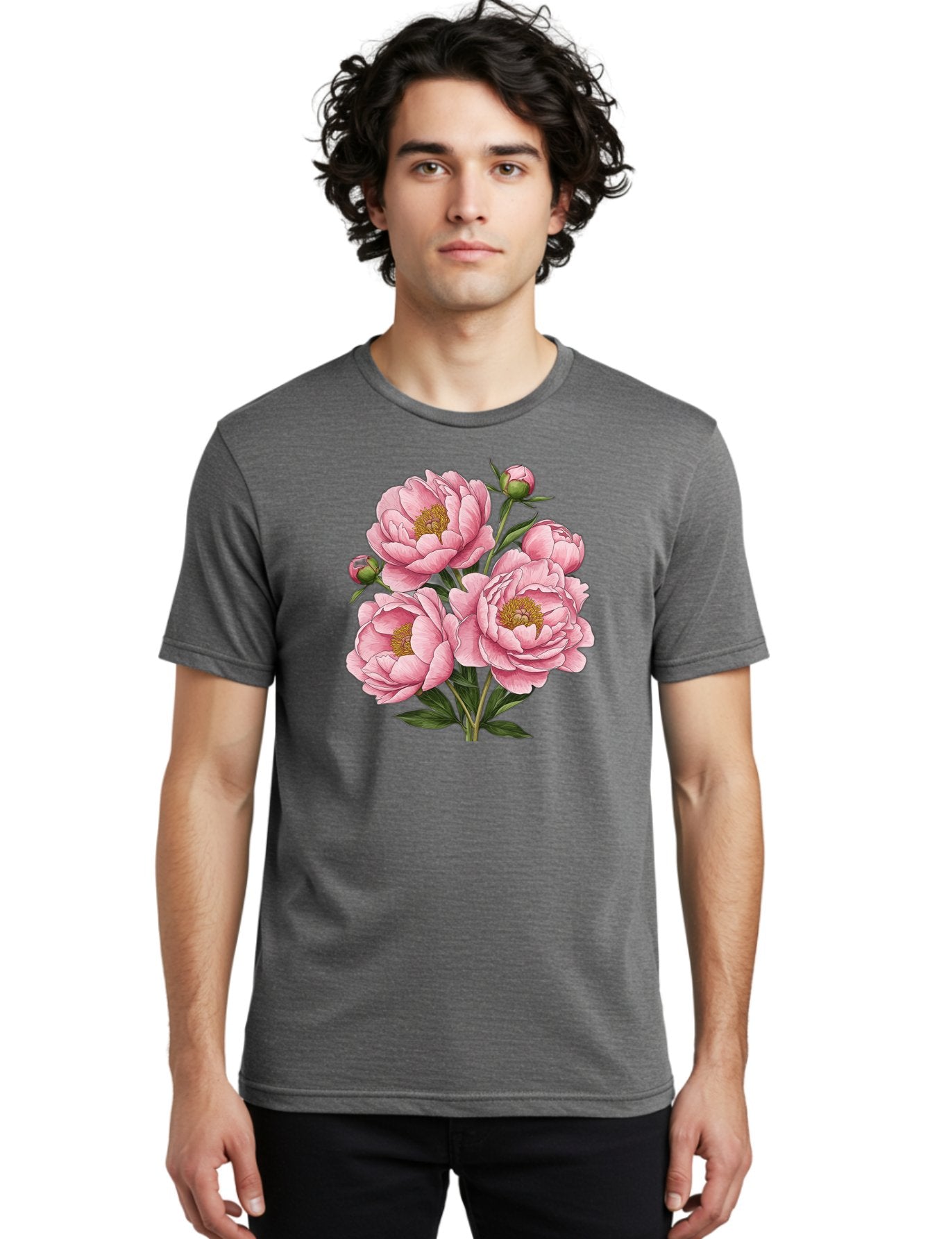Pink-Peonies-4 Men'S Graphic Tee, 100% Cotton, Comfortable Casual Summer Wear, Machine Washable, Vintage Camera, Old Camera, Antique Camera, Black Camera, Classic Photography, Photography Equipment, Nostalgic Device, Film Camera, Camera Art Bal138 16