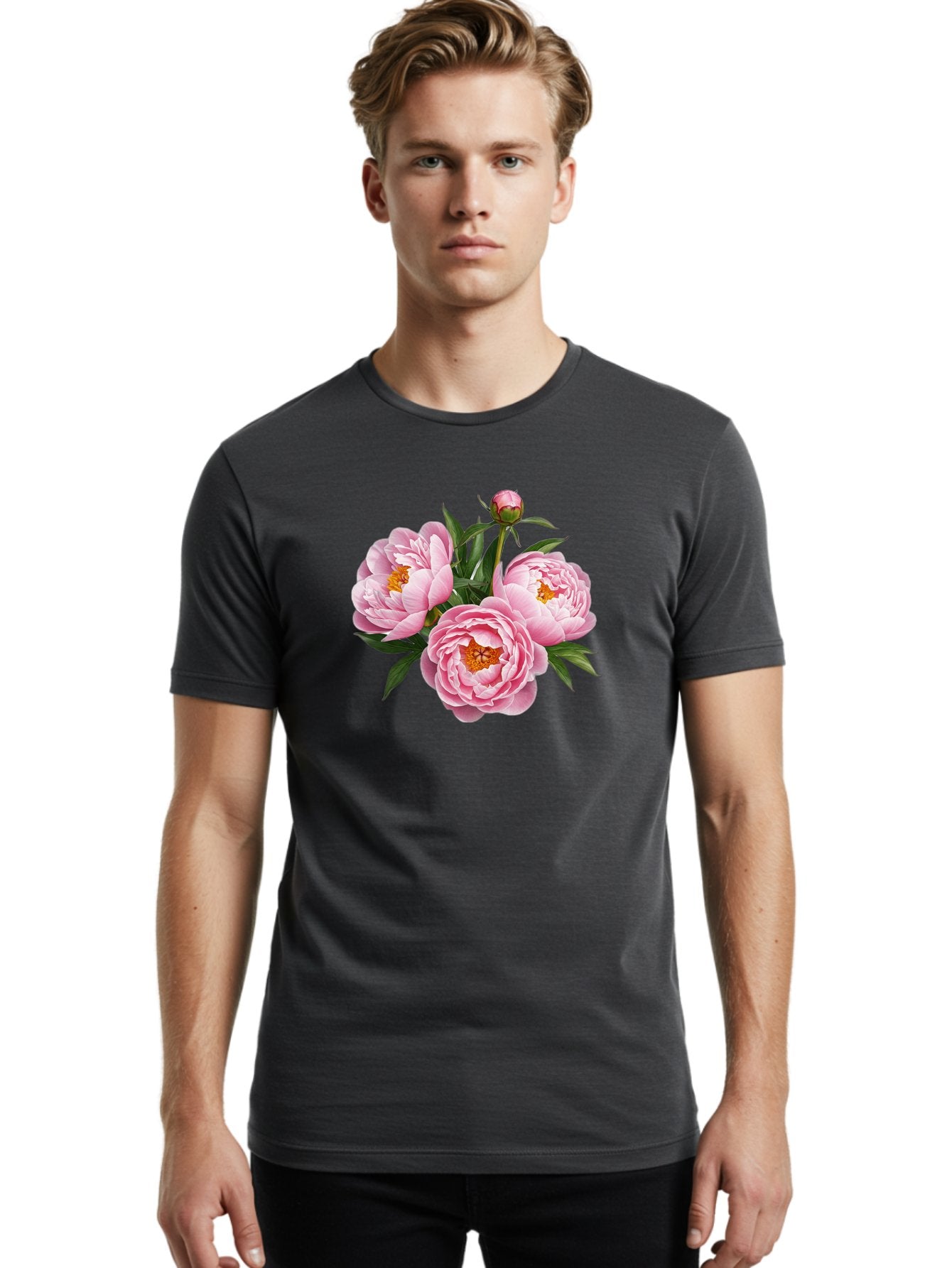 Pink-Peonies-5 Men'S Graphic Tee, 100% Cotton, Comfortable Casual Summer Wear, Machine Washable, Vintage Camera, Old Camera, Antique Camera, Black Camera, Classic Photography, Photography Equipment, Nostalgic Device, Film Camera, Camera Art Bal139 25