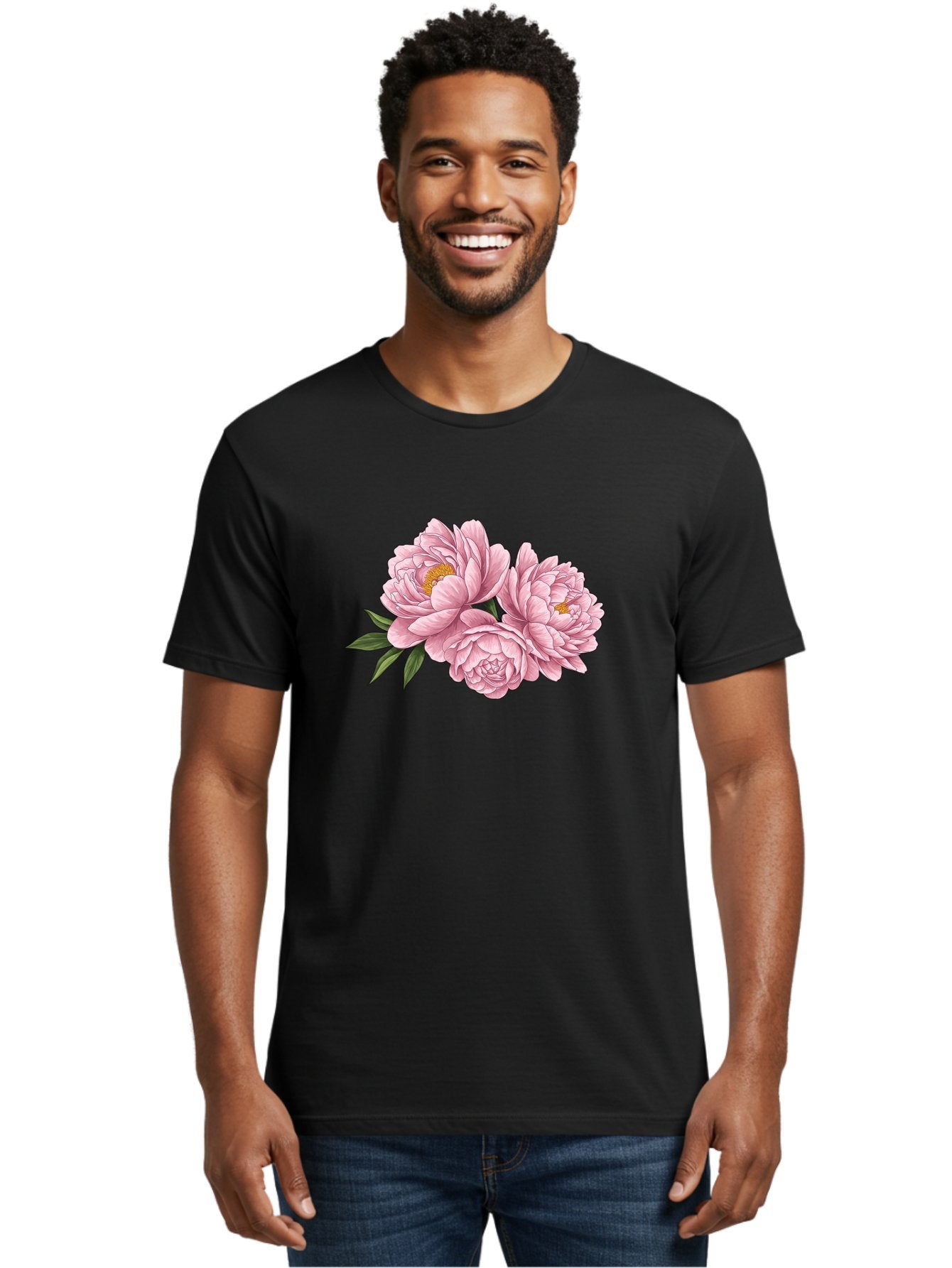 Pink-Peonies-6 Men'S Graphic Tee, 100% Cotton, Comfortable Casual Summer Wear, Machine Washable, Vintage Camera, Old Camera, Antique Camera, Black Camera, Classic Photography, Photography Equipment, Nostalgic Device, Film Camera, Camera Art Bal140 18