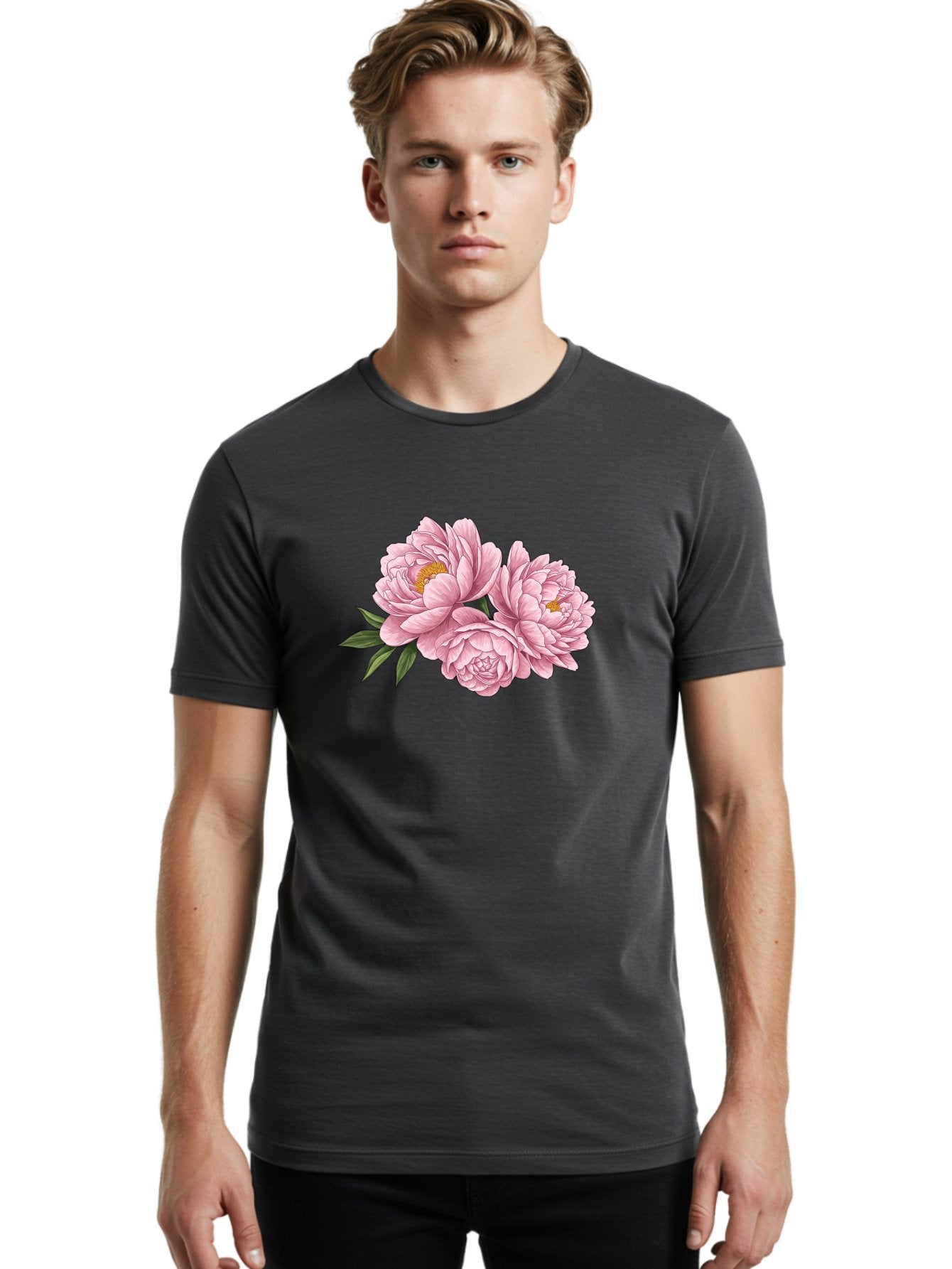 Pink-Peonies-6 Men'S Graphic Tee, 100% Cotton, Comfortable Casual Summer Wear, Machine Washable, Vintage Camera, Old Camera, Antique Camera, Black Camera, Classic Photography, Photography Equipment, Nostalgic Device, Film Camera, Camera Art Bal140 21