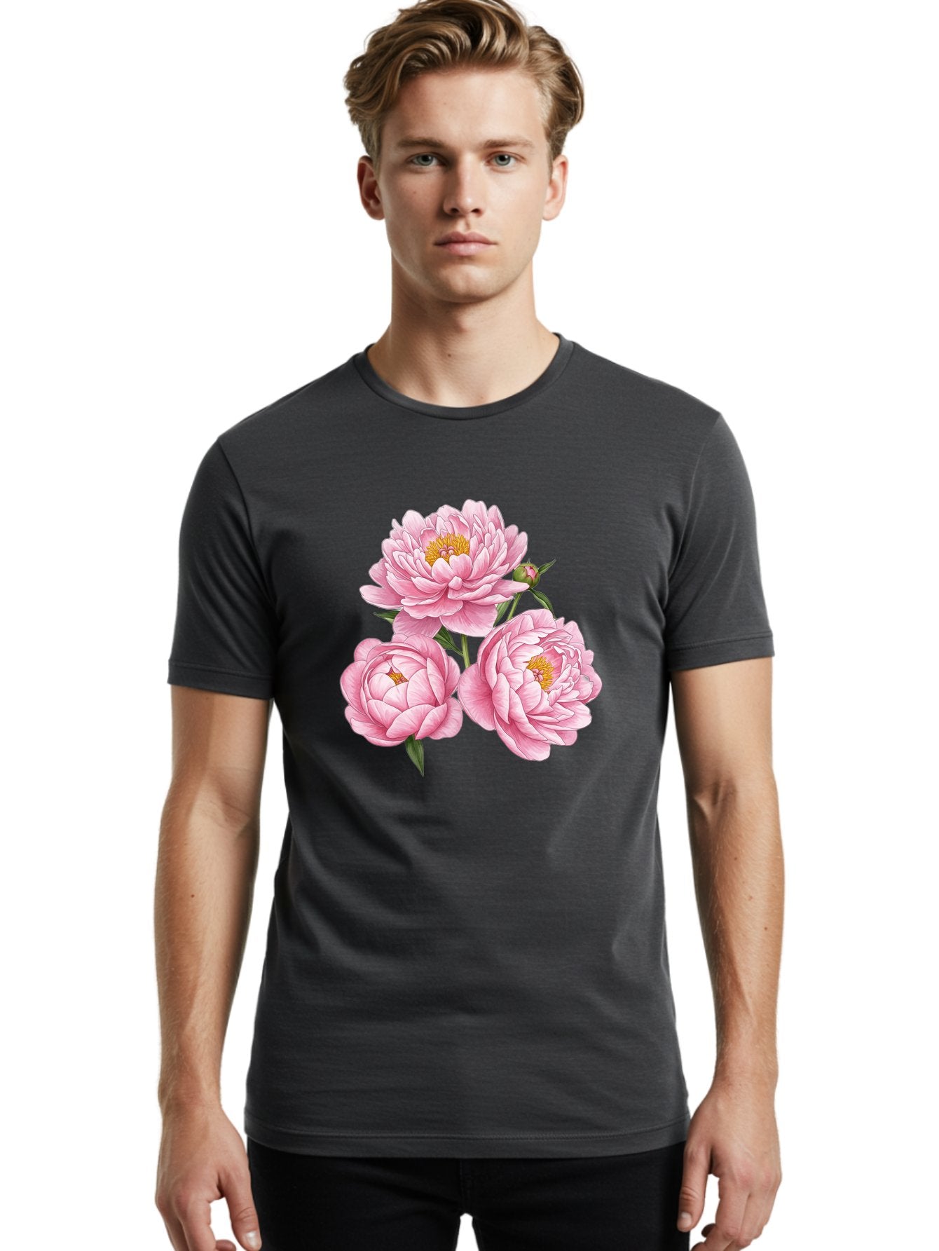 Pink-Peonies Men'S Graphic Tee, 100% Cotton, Comfortable Casual Summer Wear, Machine Washable, Vintage Camera, Old Camera, Antique Camera, Black Camera, Classic Photography, Photography Equipment, Nostalgic Device, Film Camera, Camera Art Bal141 24