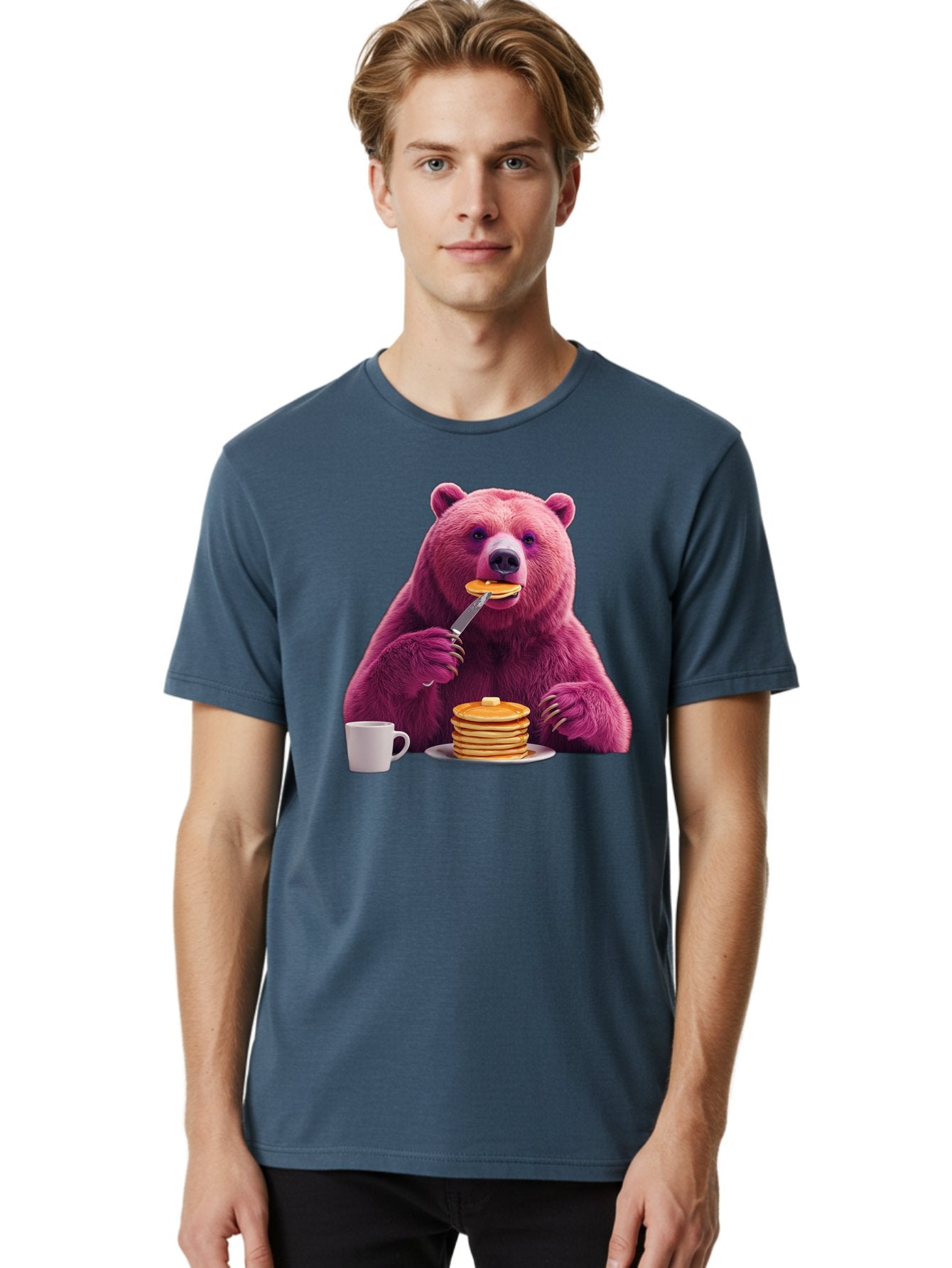 Purple-Bear-Eating-Pancake Men'S Graphic Tee, 100% Cotton, Comfortable Casual Summer Wear, Machine Washable, Vintage Camera, Old Camera, Antique Camera, Black Camera, Classic Photography, Photography Equipment, Nostalgic Device, Film Camera, Bal176 25