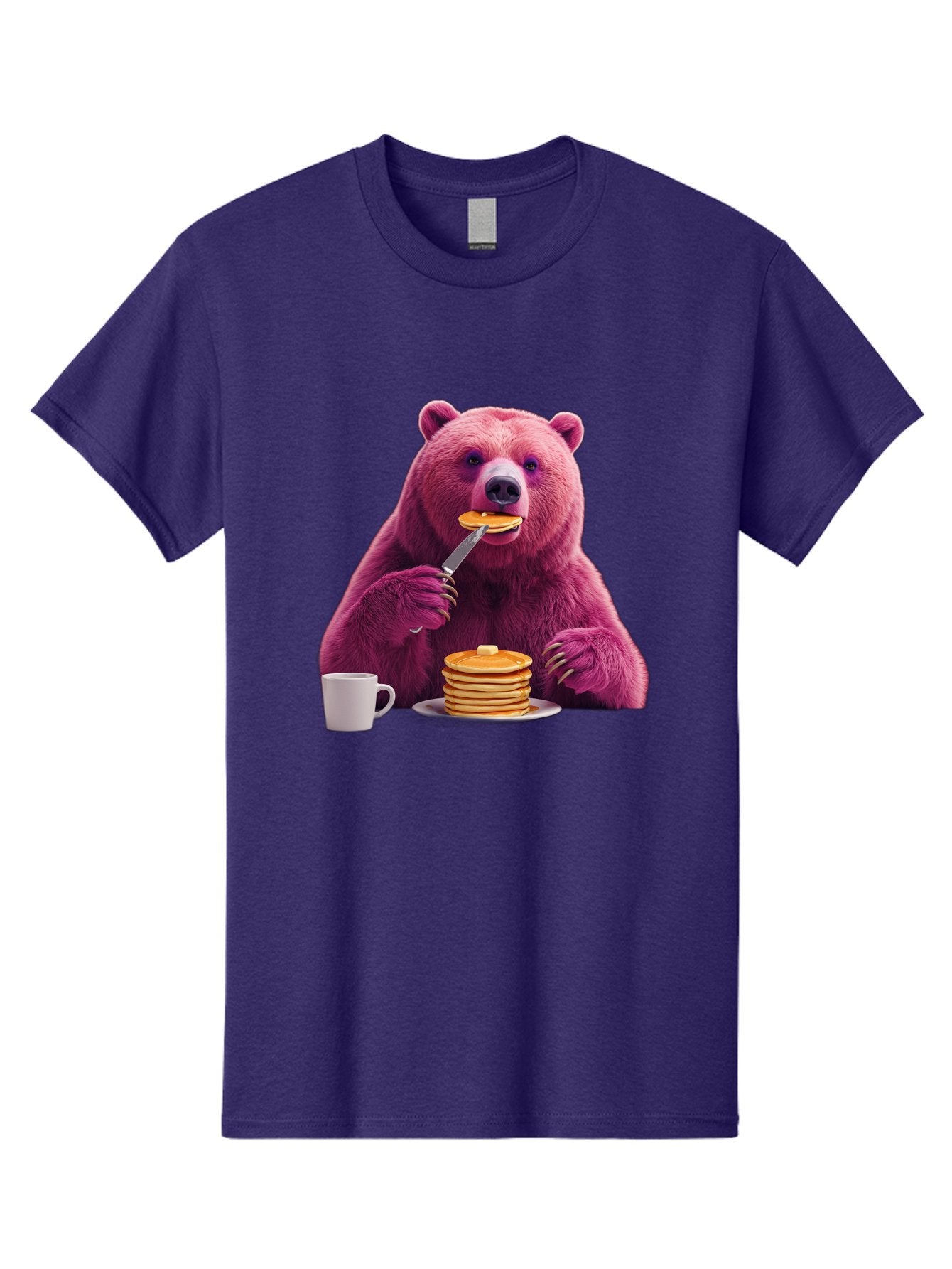Purple-Bear-Eating-Pancake Men'S Graphic Tee, 100% Cotton, Comfortable Casual Summer Wear, Machine Washable, Vintage Camera, Old Camera, Antique Camera, Black Camera, Classic Photography, Photography Equipment, Nostalgic Device, Film Camera, Bal176