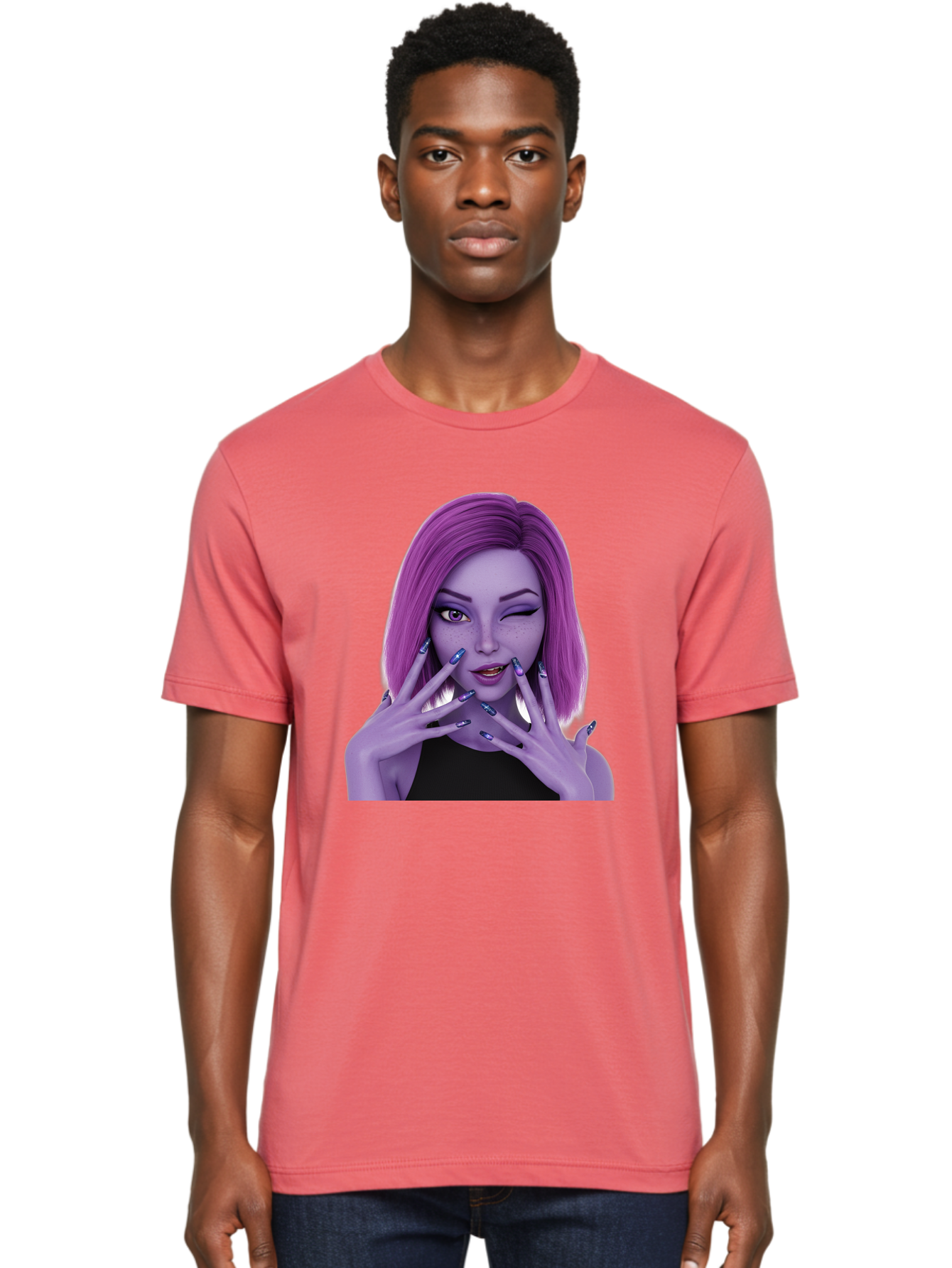 Purple-Woman-Portrait Men'S Graphic Tee, 100% Cotton, Comfortable Casual Summer Wear, Machine Washable, Vintage Camera, Old Camera, Antique Camera, Black Camera, Classic Photography, Photography Equipment, Nostalgic Device, Film Camera, Bal190 21