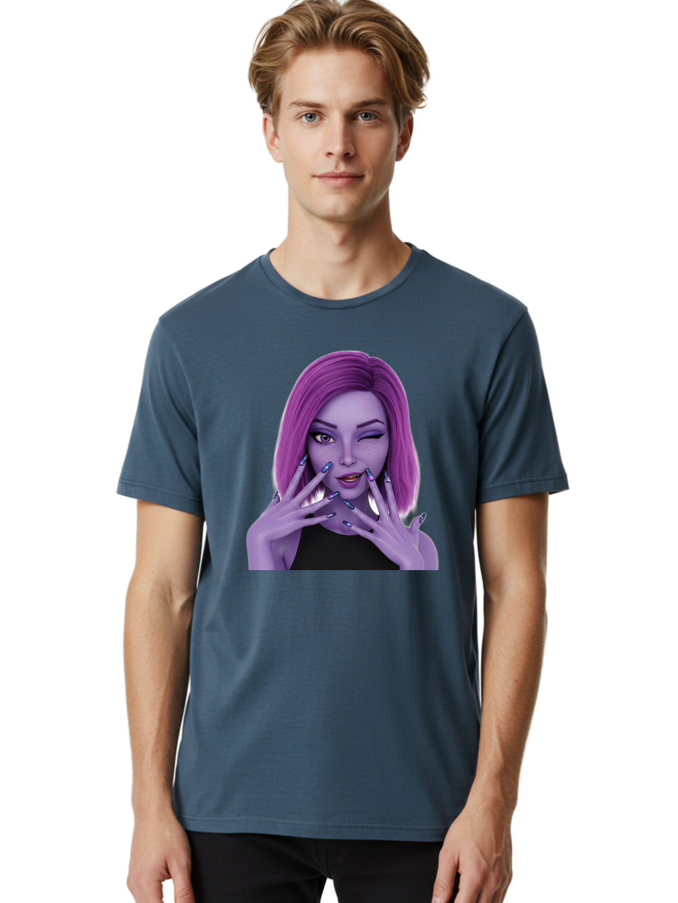 Purple-Woman-Portrait Men'S Graphic Tee, 100% Cotton, Comfortable Casual Summer Wear, Machine Washable, Vintage Camera, Old Camera, Antique Camera, Black Camera, Classic Photography, Photography Equipment, Nostalgic Device, Film Camera, Bal190 27