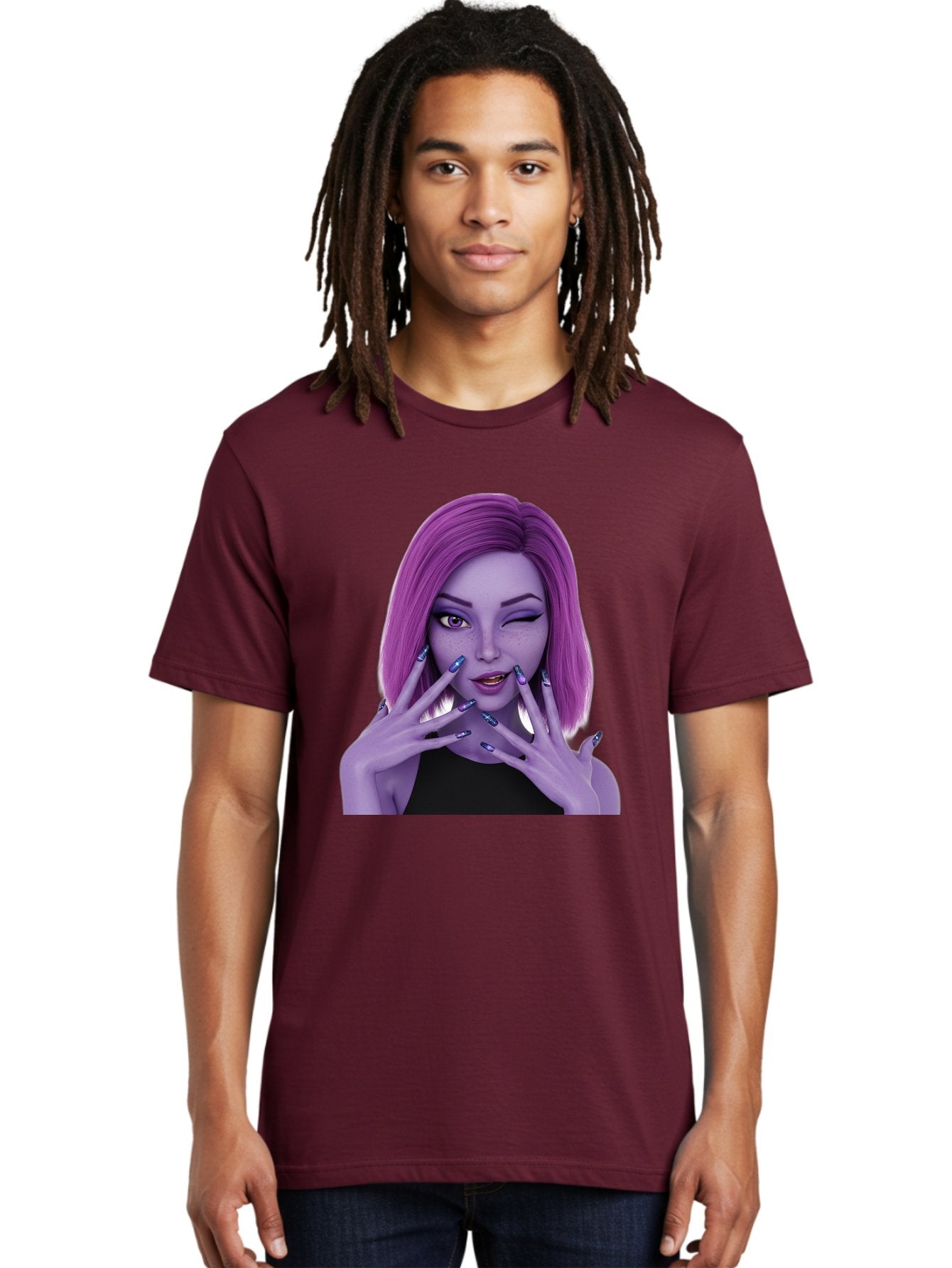 Purple-Woman-Portrait Men'S Graphic Tee, 100% Cotton, Comfortable Casual Summer Wear, Machine Washable, Vintage Camera, Old Camera, Antique Camera, Black Camera, Classic Photography, Photography Equipment, Nostalgic Device, Film Camera, Bal190 19