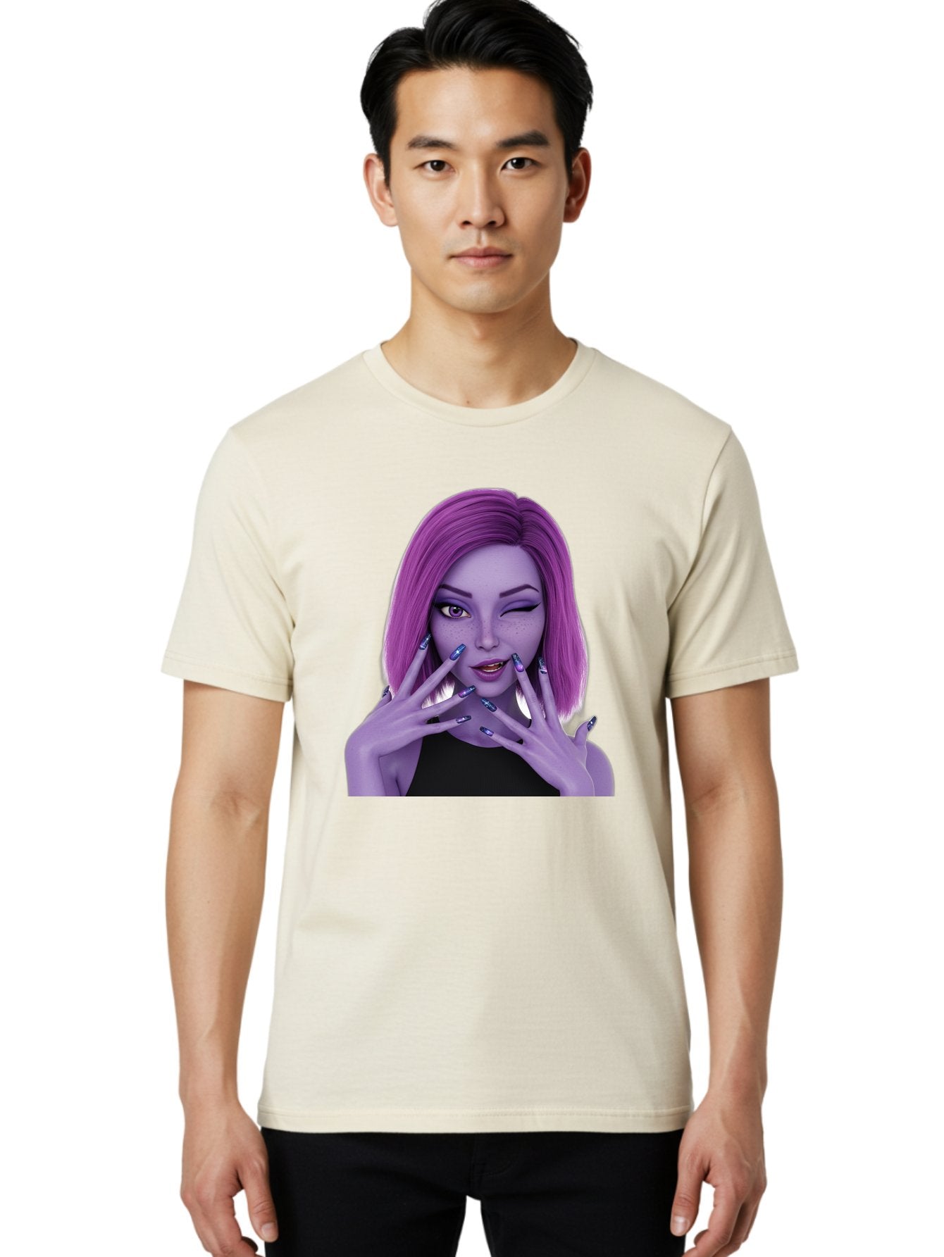 Purple-Woman-Portrait Men'S Graphic Tee, 100% Cotton, Comfortable Casual Summer Wear, Machine Washable, Vintage Camera, Old Camera, Antique Camera, Black Camera, Classic Photography, Photography Equipment, Nostalgic Device, Film Camera, Bal190 16