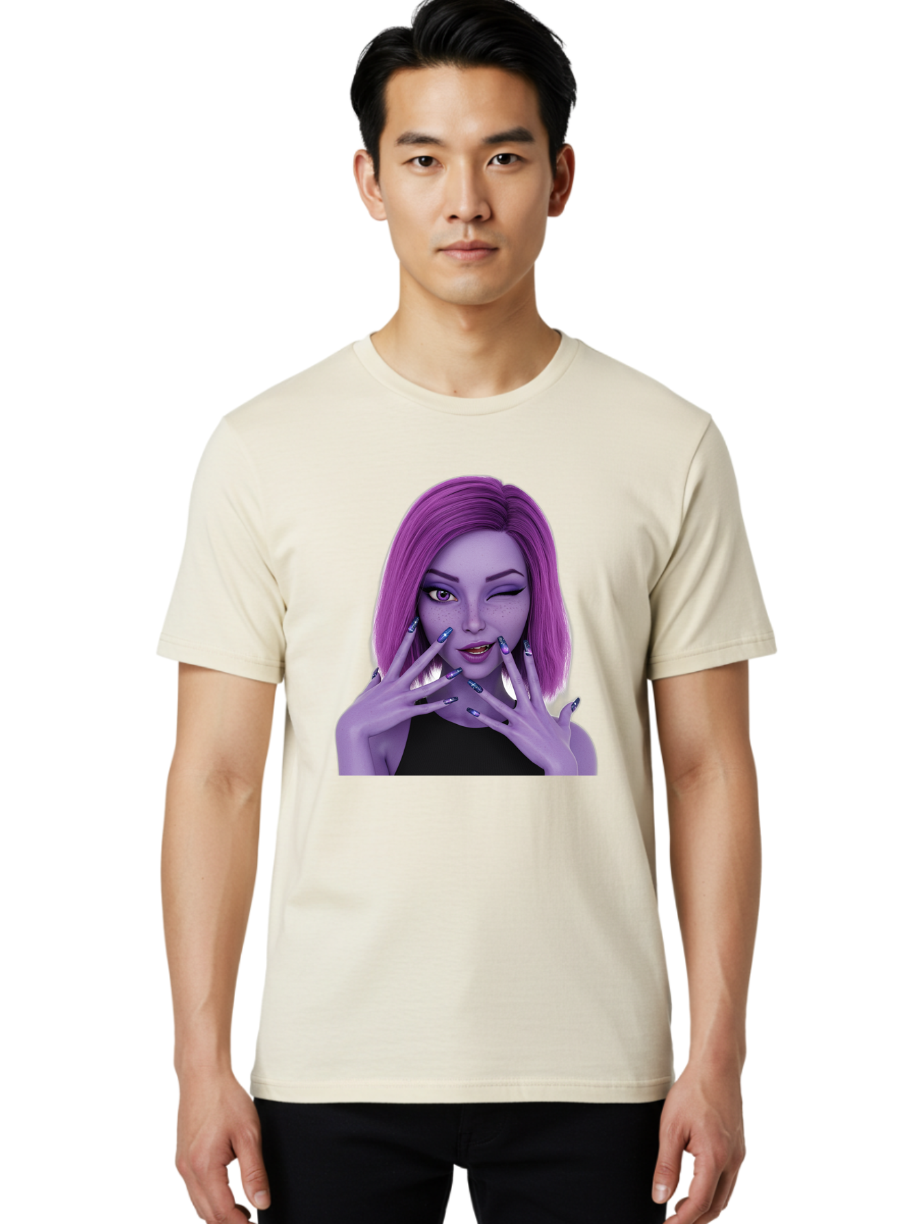Purple-Woman-Portrait Men'S Graphic Tee, 100% Cotton, Comfortable Casual Summer Wear, Machine Washable, Vintage Camera, Old Camera, Antique Camera, Black Camera, Classic Photography, Photography Equipment, Nostalgic Device, Film Camera, Bal190 28