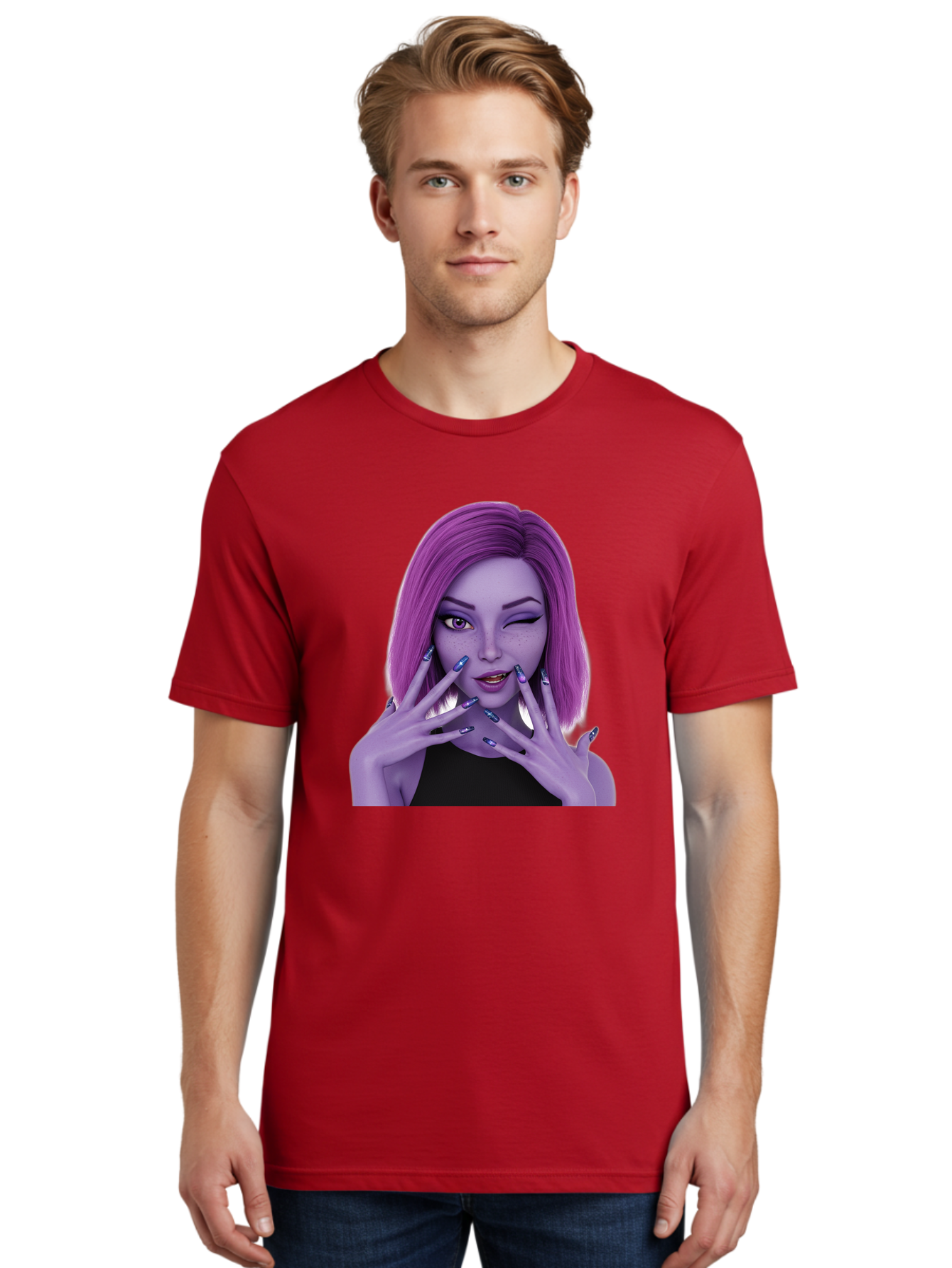 Purple-Woman-Portrait Men'S Graphic Tee, 100% Cotton, Comfortable Casual Summer Wear, Machine Washable, Vintage Camera, Old Camera, Antique Camera, Black Camera, Classic Photography, Photography Equipment, Nostalgic Device, Film Camera, Bal190 16